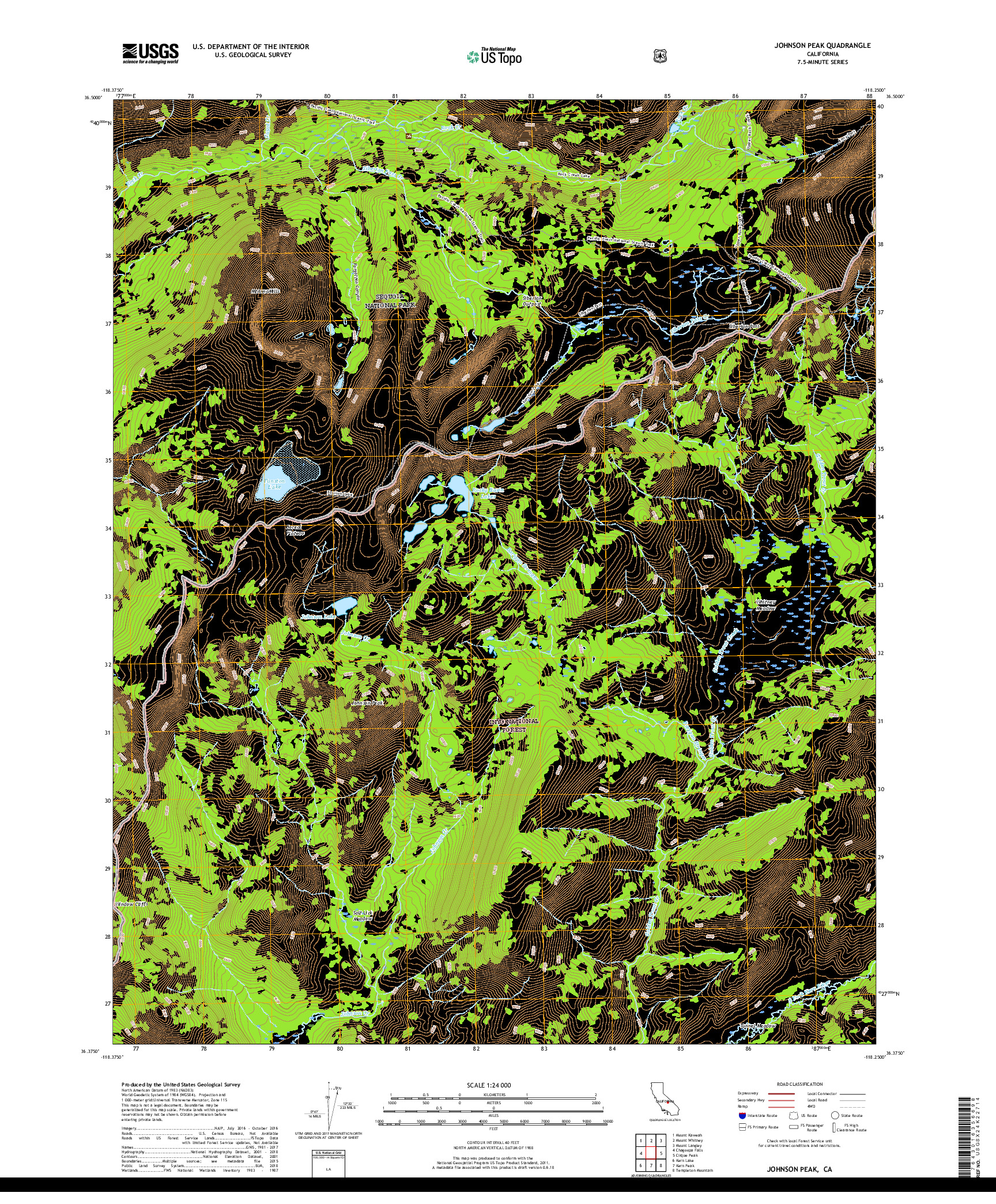 USGS US TOPO 7.5-MINUTE MAP FOR JOHNSON PEAK, CA 2018