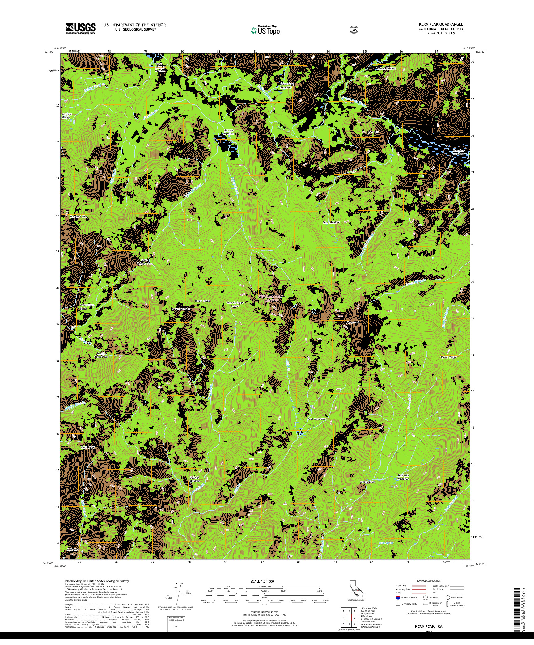 USGS US TOPO 7.5-MINUTE MAP FOR KERN PEAK, CA 2018