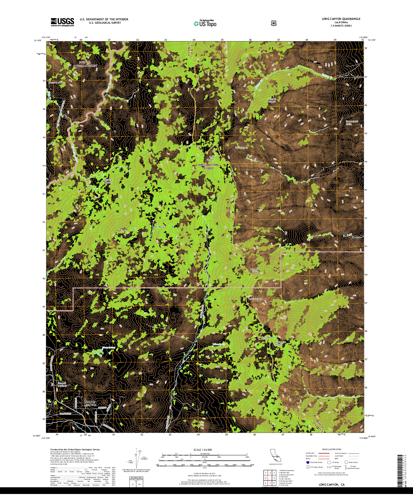 USGS US TOPO 7.5-MINUTE MAP FOR LONG CANYON, CA 2018