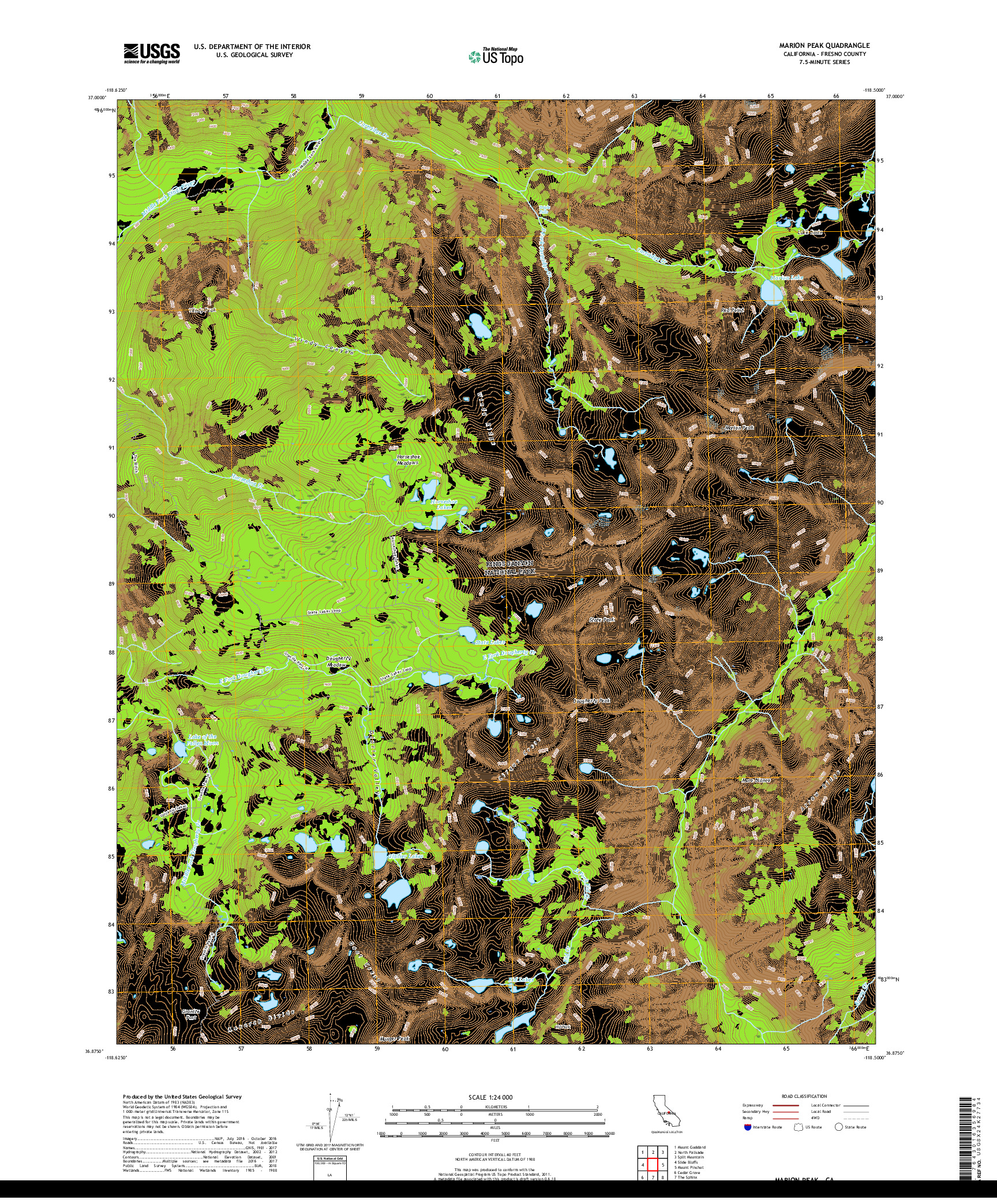 USGS US TOPO 7.5-MINUTE MAP FOR MARION PEAK, CA 2018