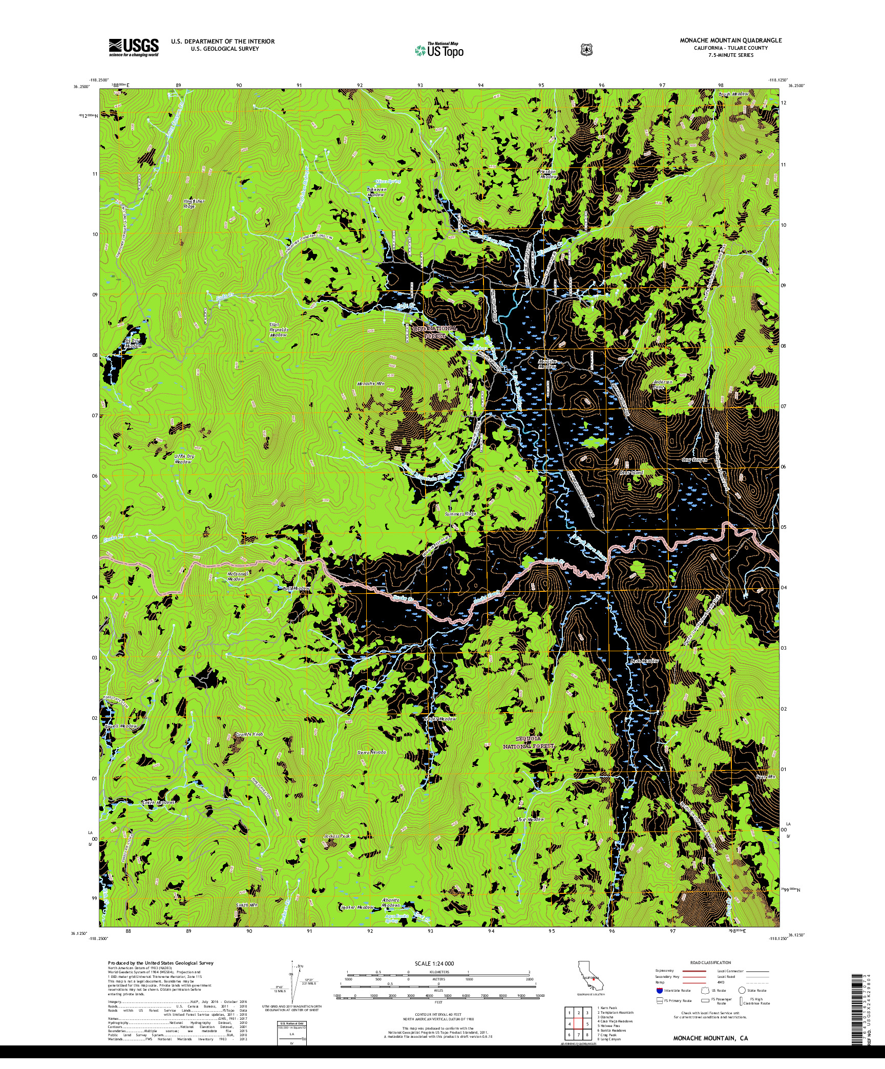 USGS US TOPO 7.5-MINUTE MAP FOR MONACHE MOUNTAIN, CA 2018