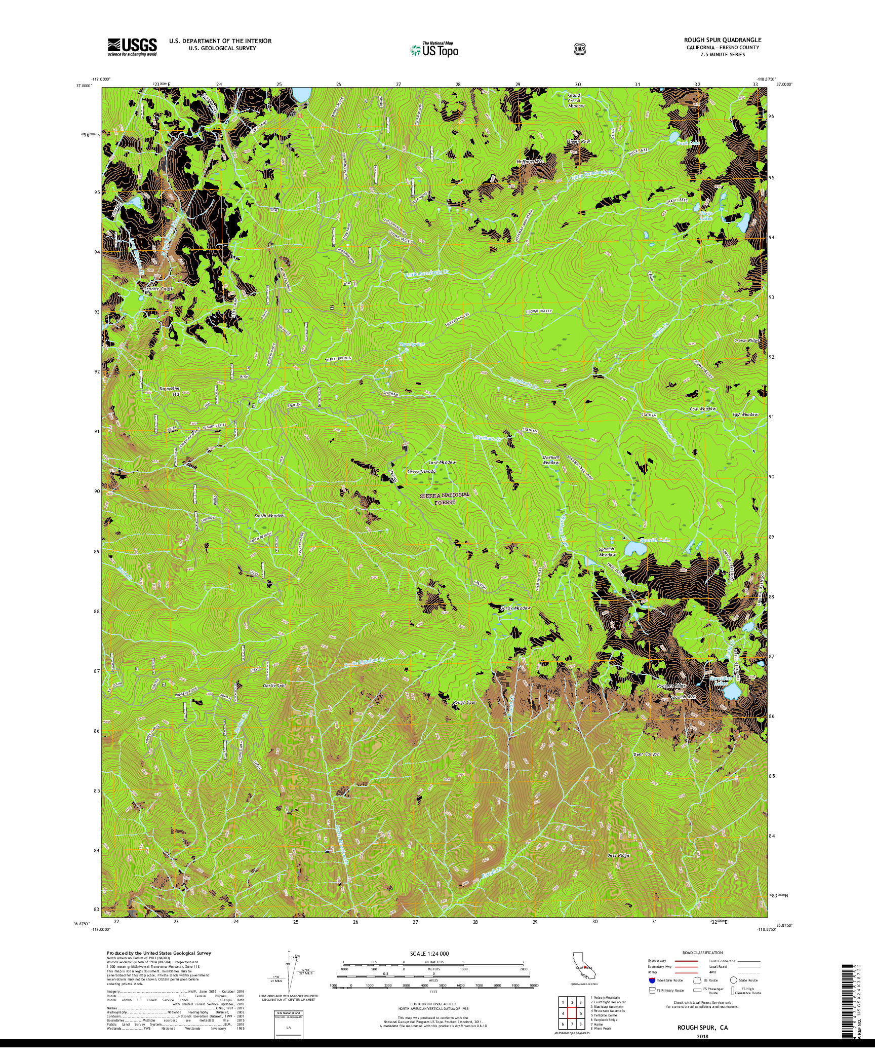 USGS US TOPO 7.5-MINUTE MAP FOR ROUGH SPUR, CA 2018