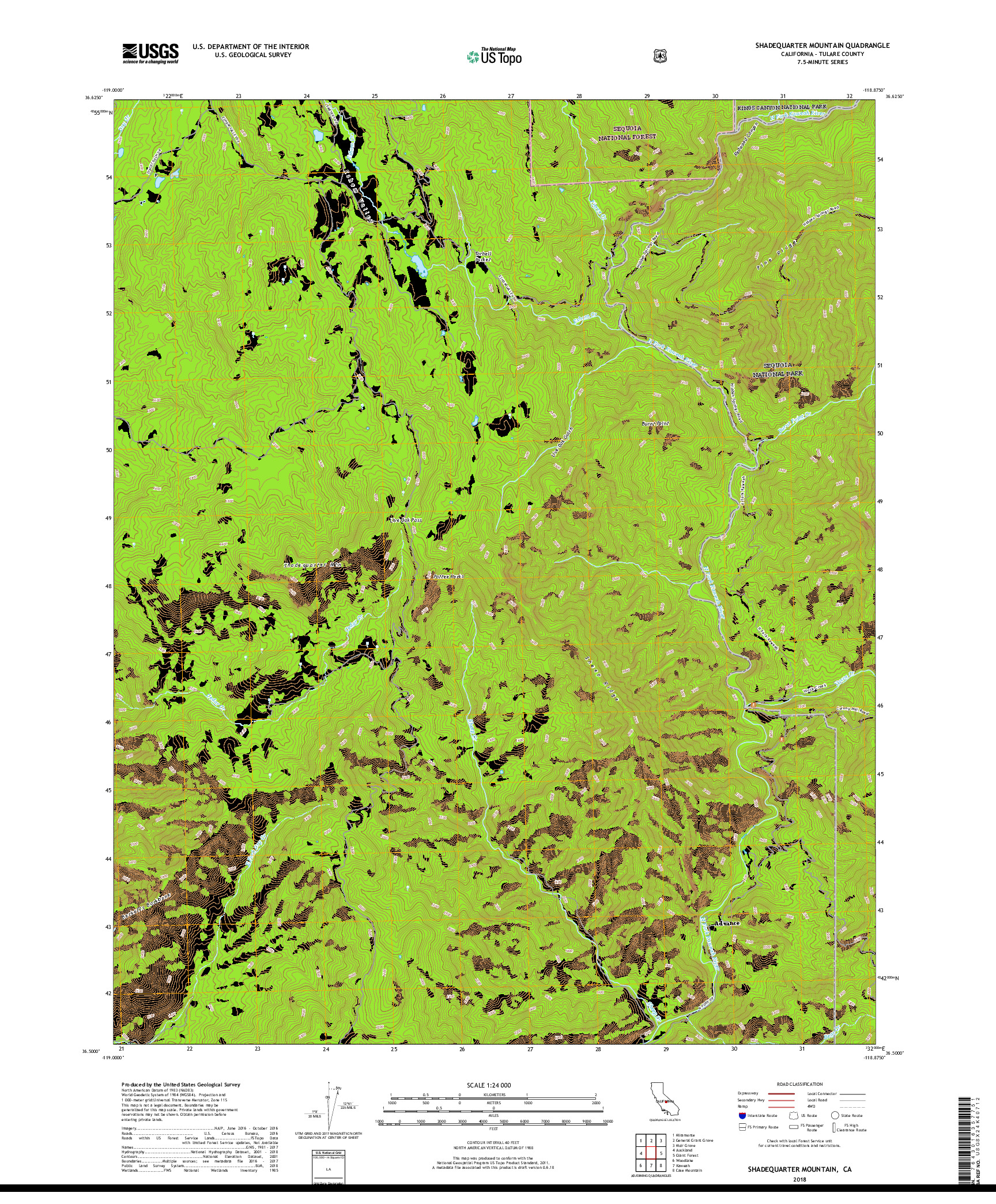 USGS US TOPO 7.5-MINUTE MAP FOR SHADEQUARTER MOUNTAIN, CA 2018