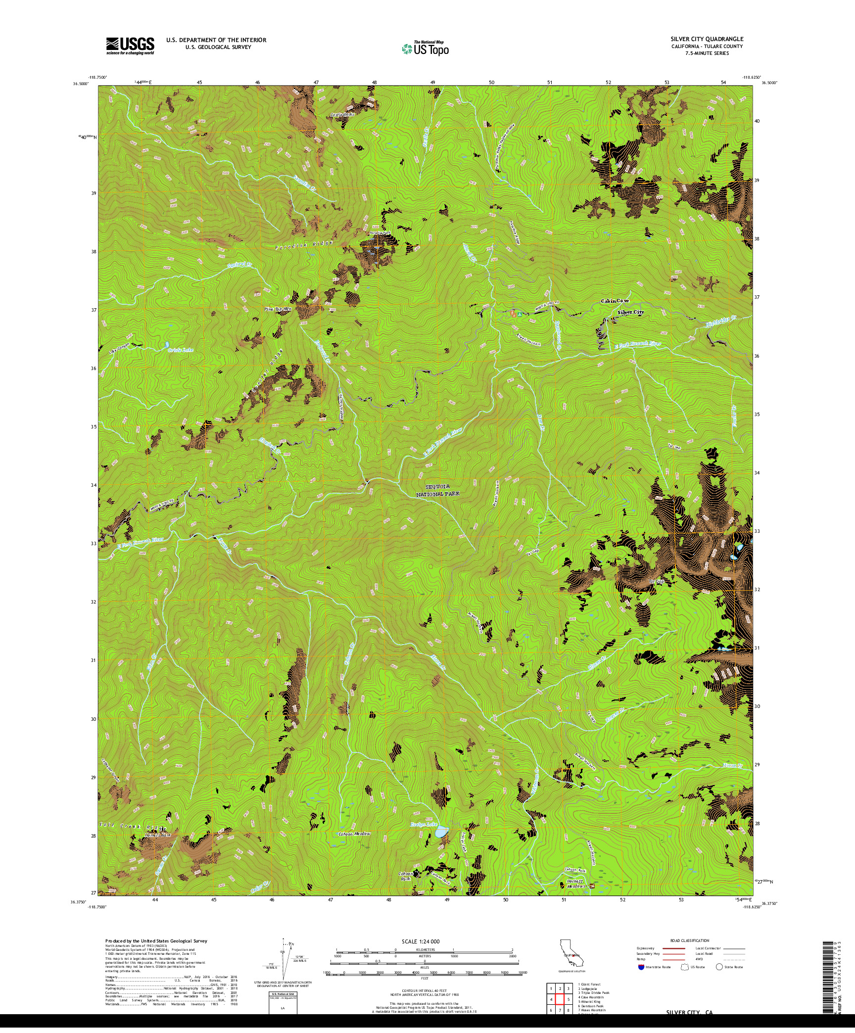 USGS US TOPO 7.5-MINUTE MAP FOR SILVER CITY, CA 2018