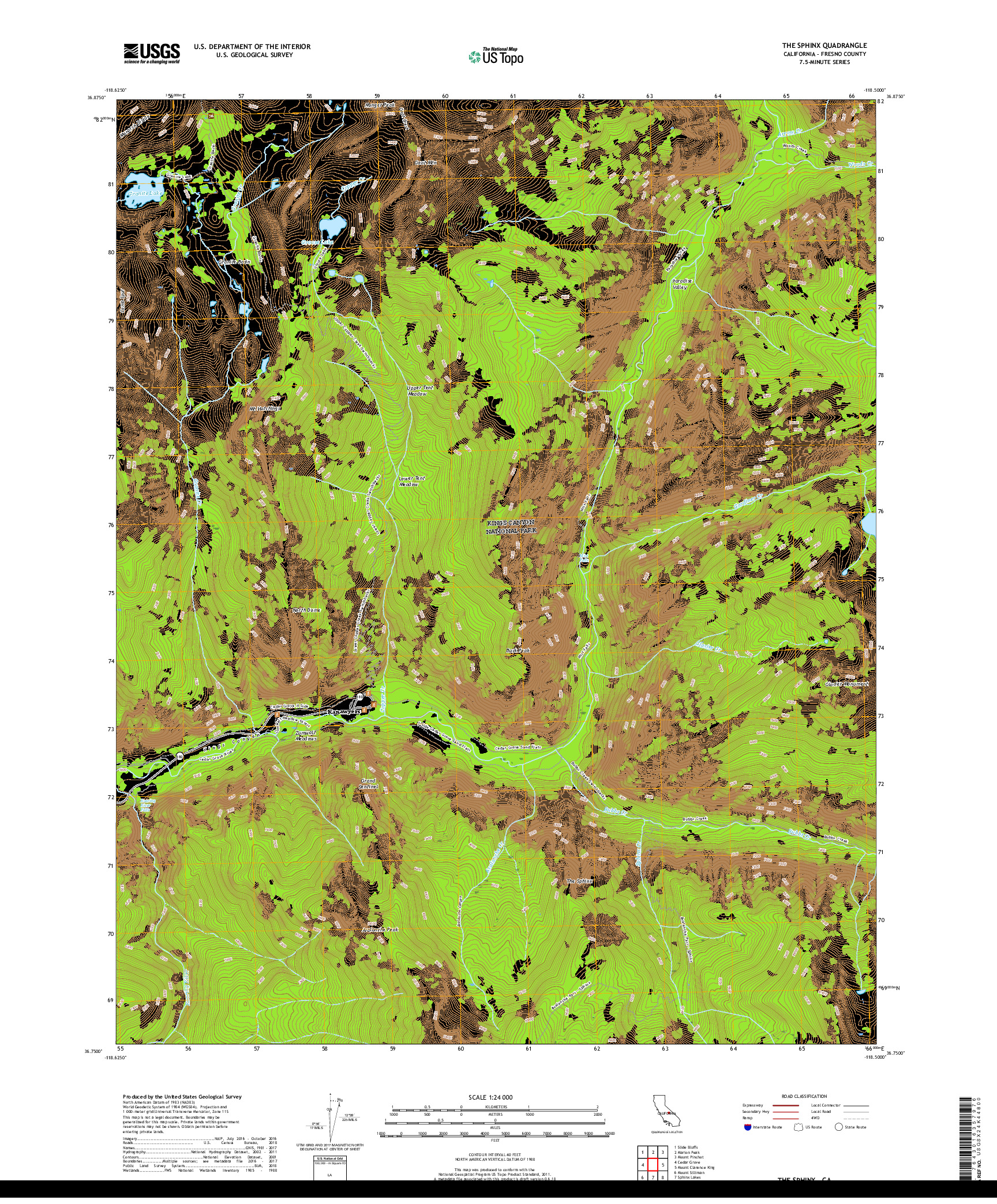 USGS US TOPO 7.5-MINUTE MAP FOR THE SPHINX, CA 2018