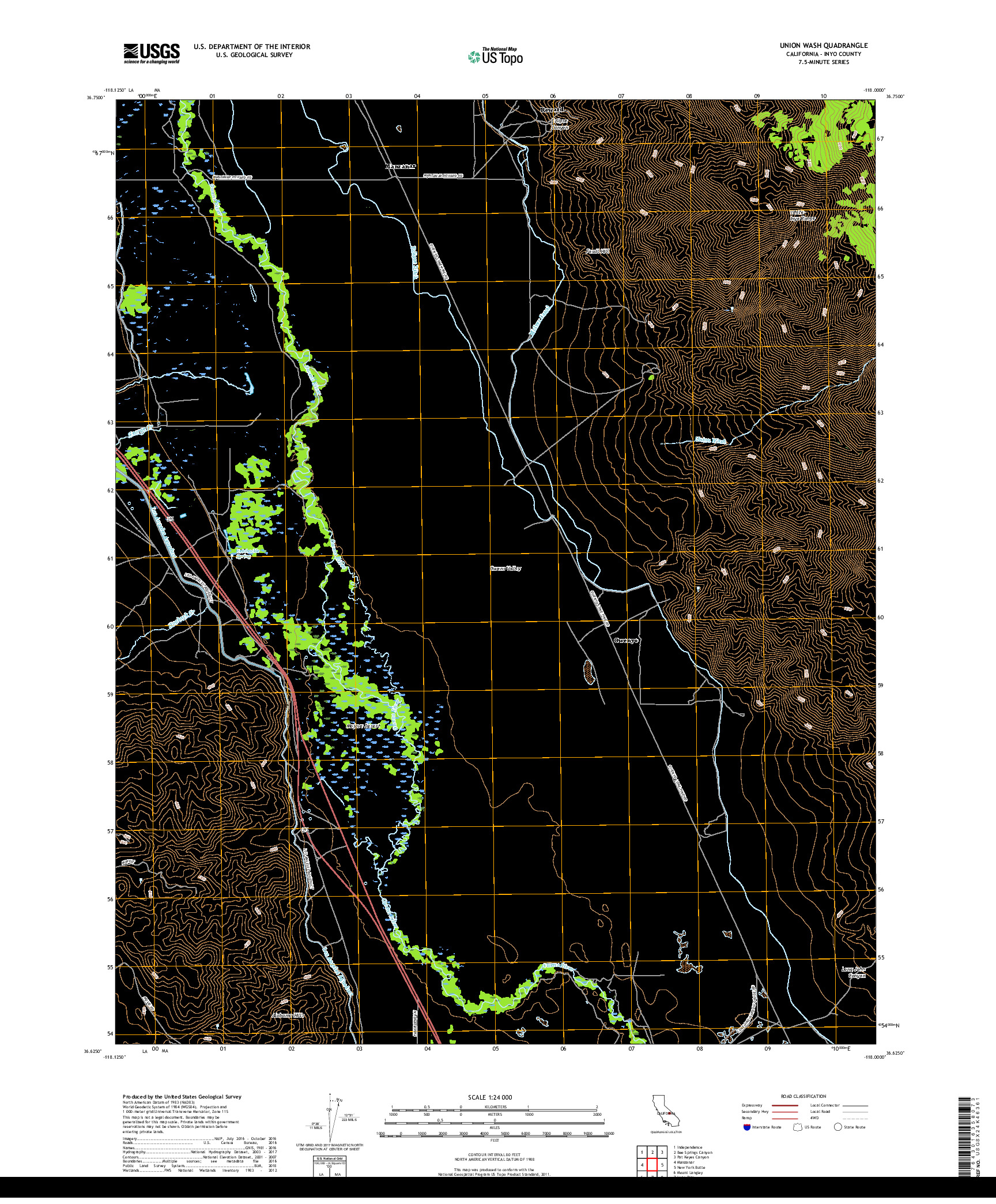 USGS US TOPO 7.5-MINUTE MAP FOR UNION WASH, CA 2018