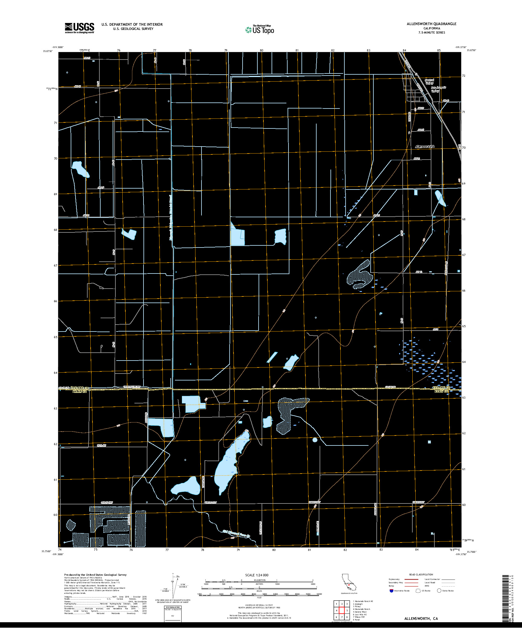 USGS US TOPO 7.5-MINUTE MAP FOR ALLENSWORTH, CA 2018