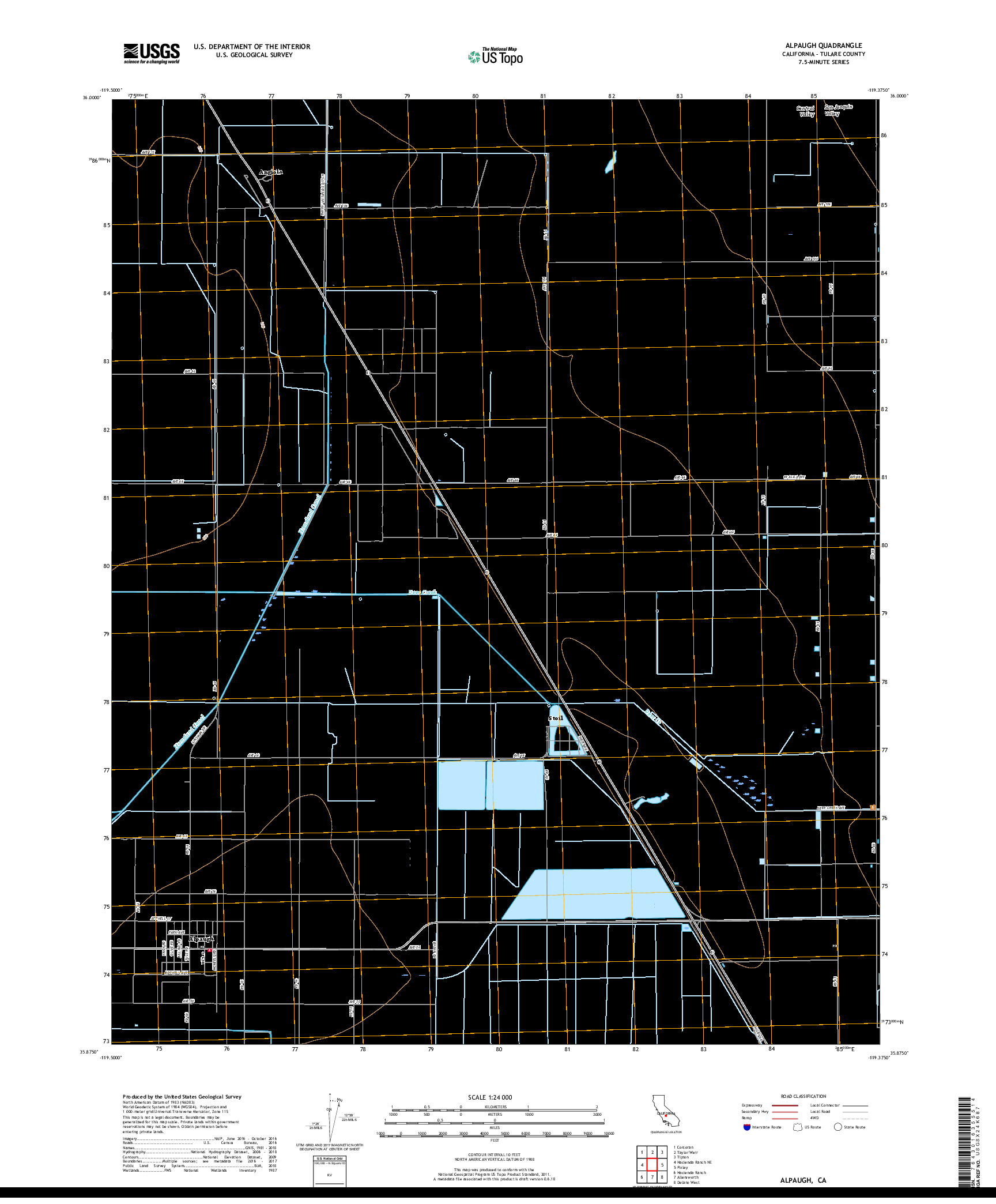 USGS US TOPO 7.5-MINUTE MAP FOR ALPAUGH, CA 2018