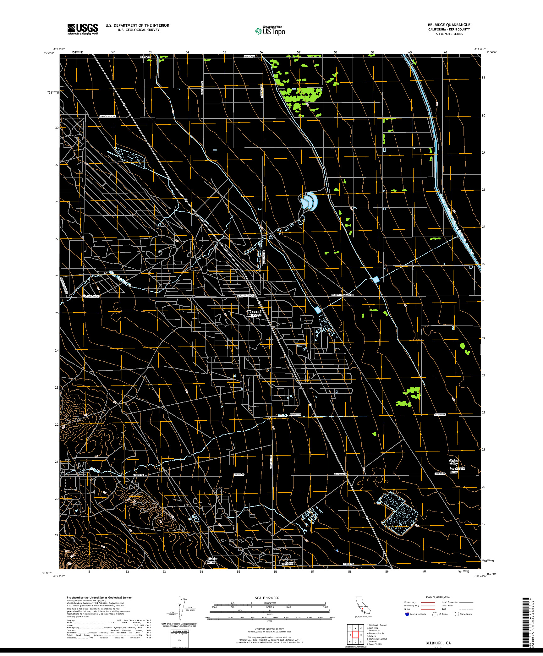 USGS US TOPO 7.5-MINUTE MAP FOR BELRIDGE, CA 2018