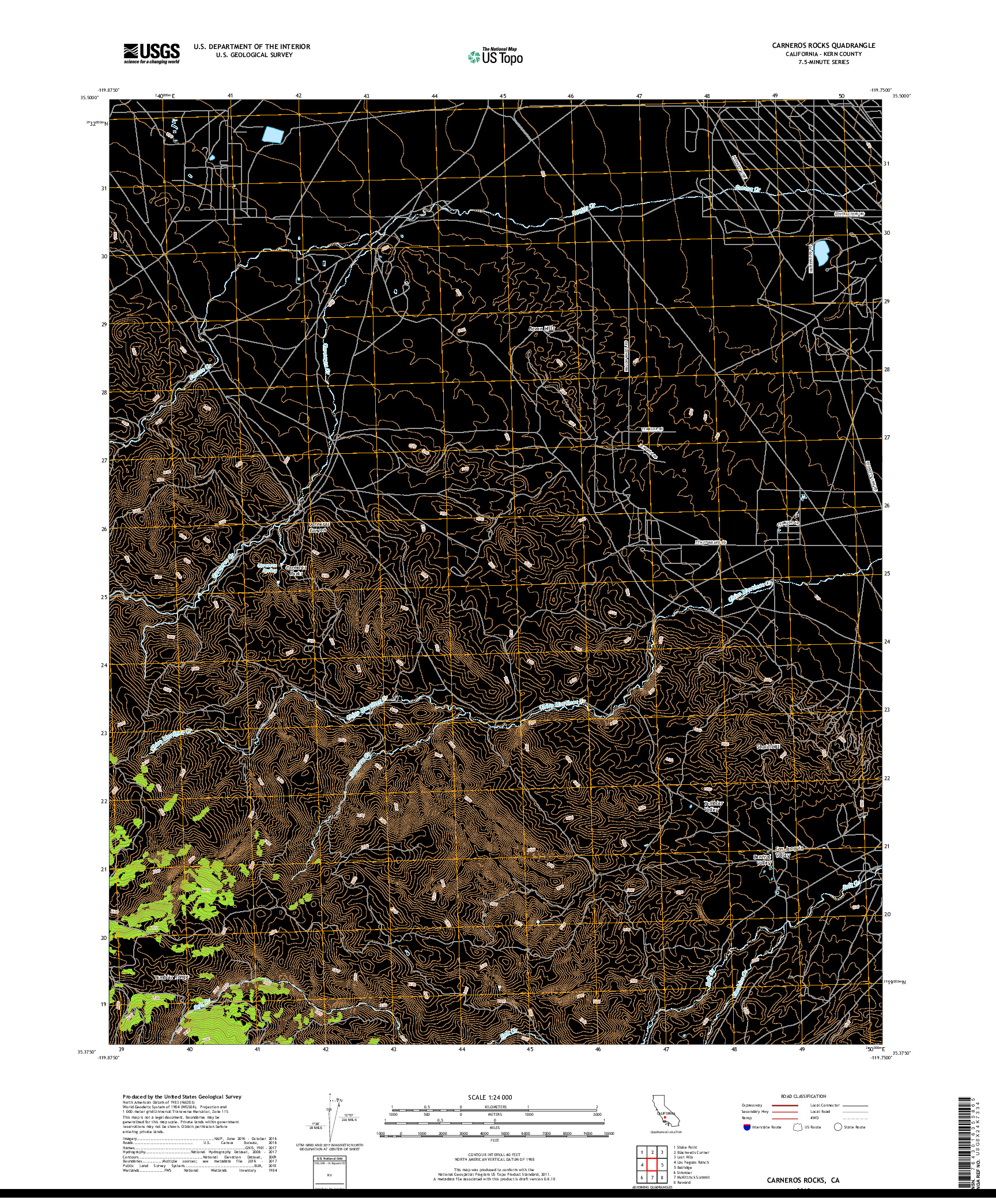 USGS US TOPO 7.5-MINUTE MAP FOR CARNEROS ROCKS, CA 2018