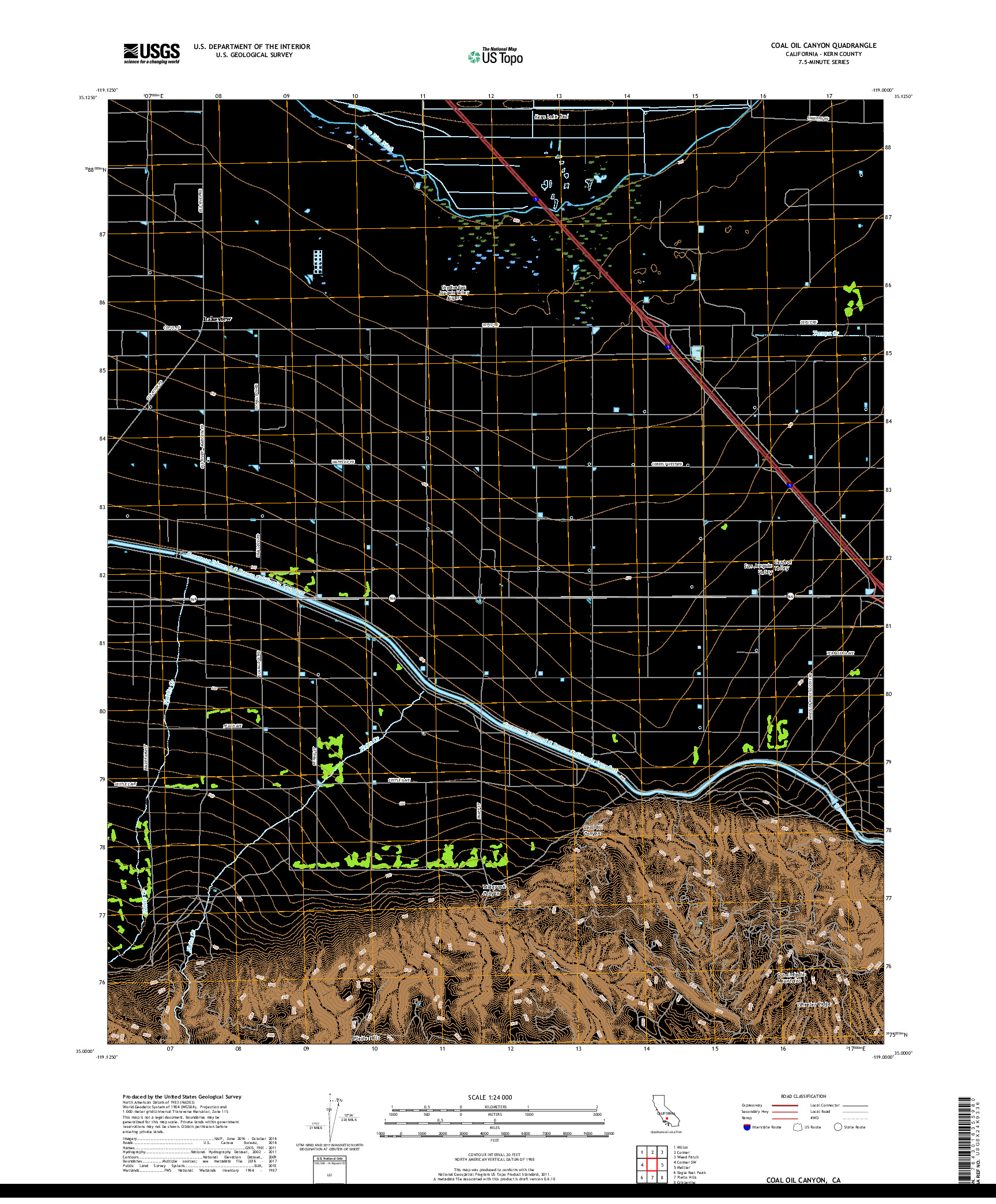 USGS US TOPO 7.5-MINUTE MAP FOR COAL OIL CANYON, CA 2018