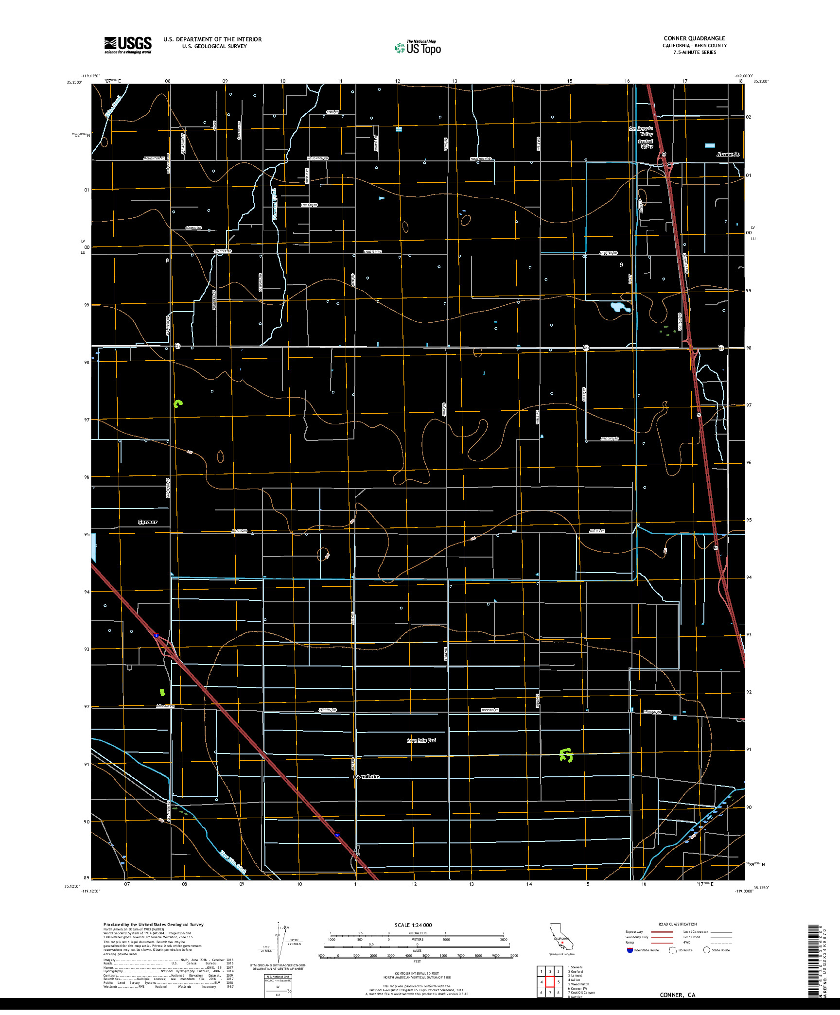 USGS US TOPO 7.5-MINUTE MAP FOR CONNER, CA 2018