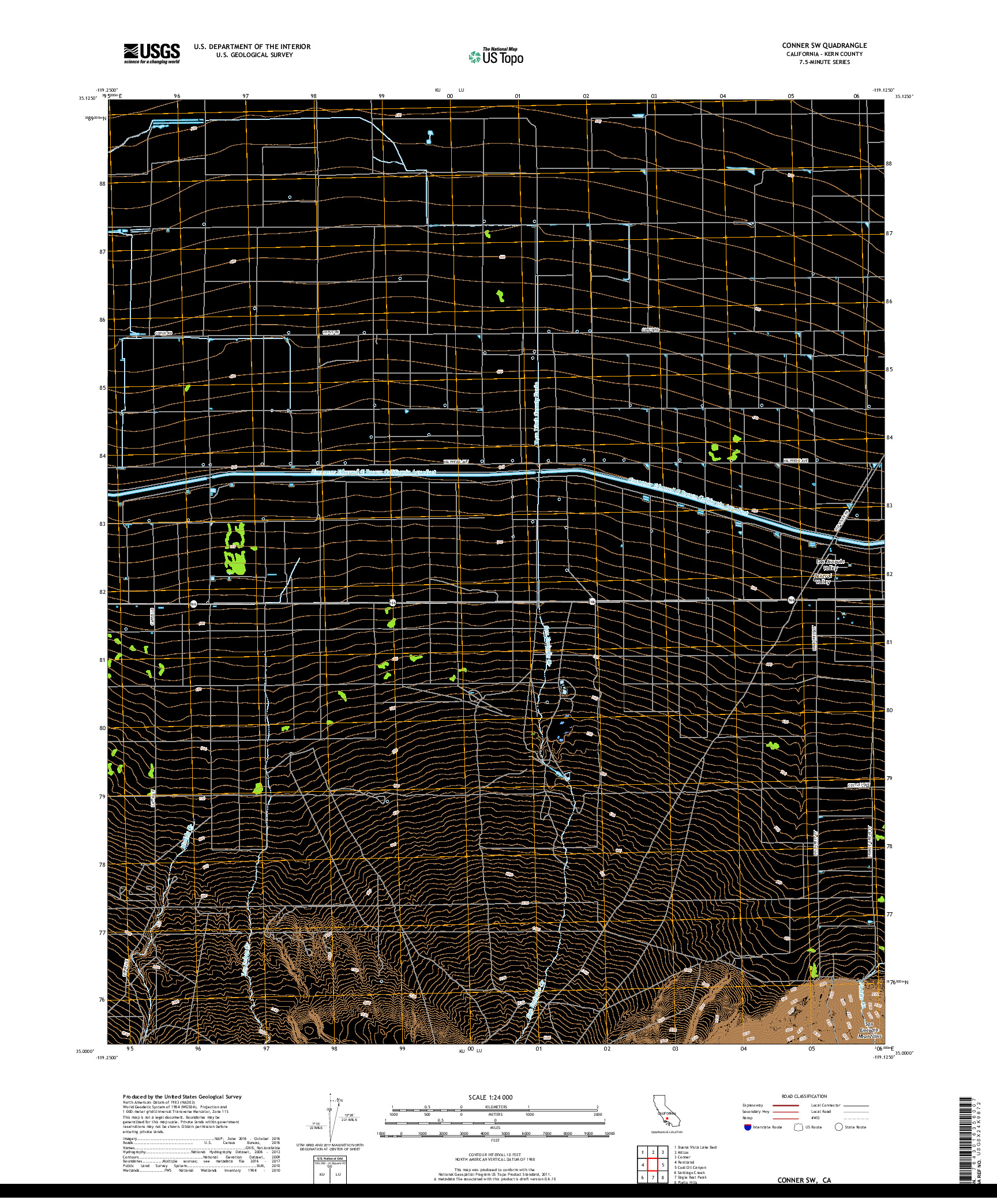 USGS US TOPO 7.5-MINUTE MAP FOR CONNER SW, CA 2018