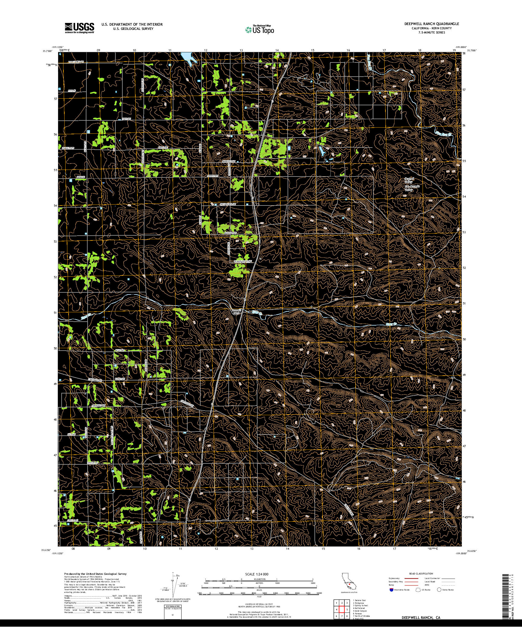 USGS US TOPO 7.5-MINUTE MAP FOR DEEPWELL RANCH, CA 2018