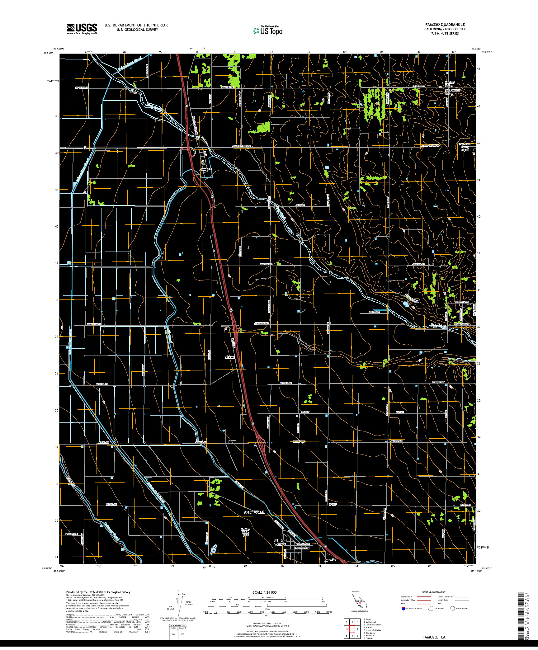 USGS US TOPO 7.5-MINUTE MAP FOR FAMOSO, CA 2018