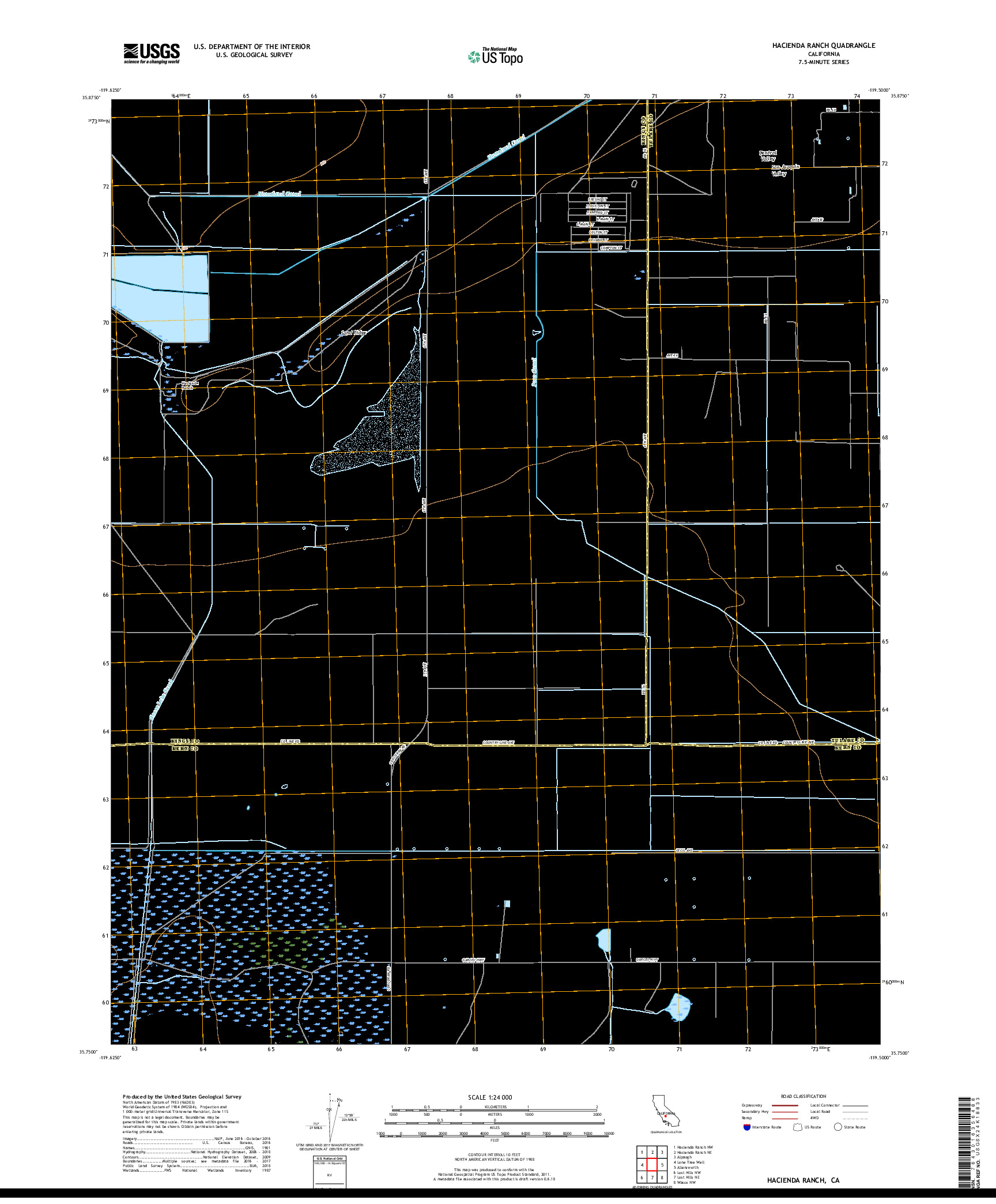 USGS US TOPO 7.5-MINUTE MAP FOR HACIENDA RANCH, CA 2018