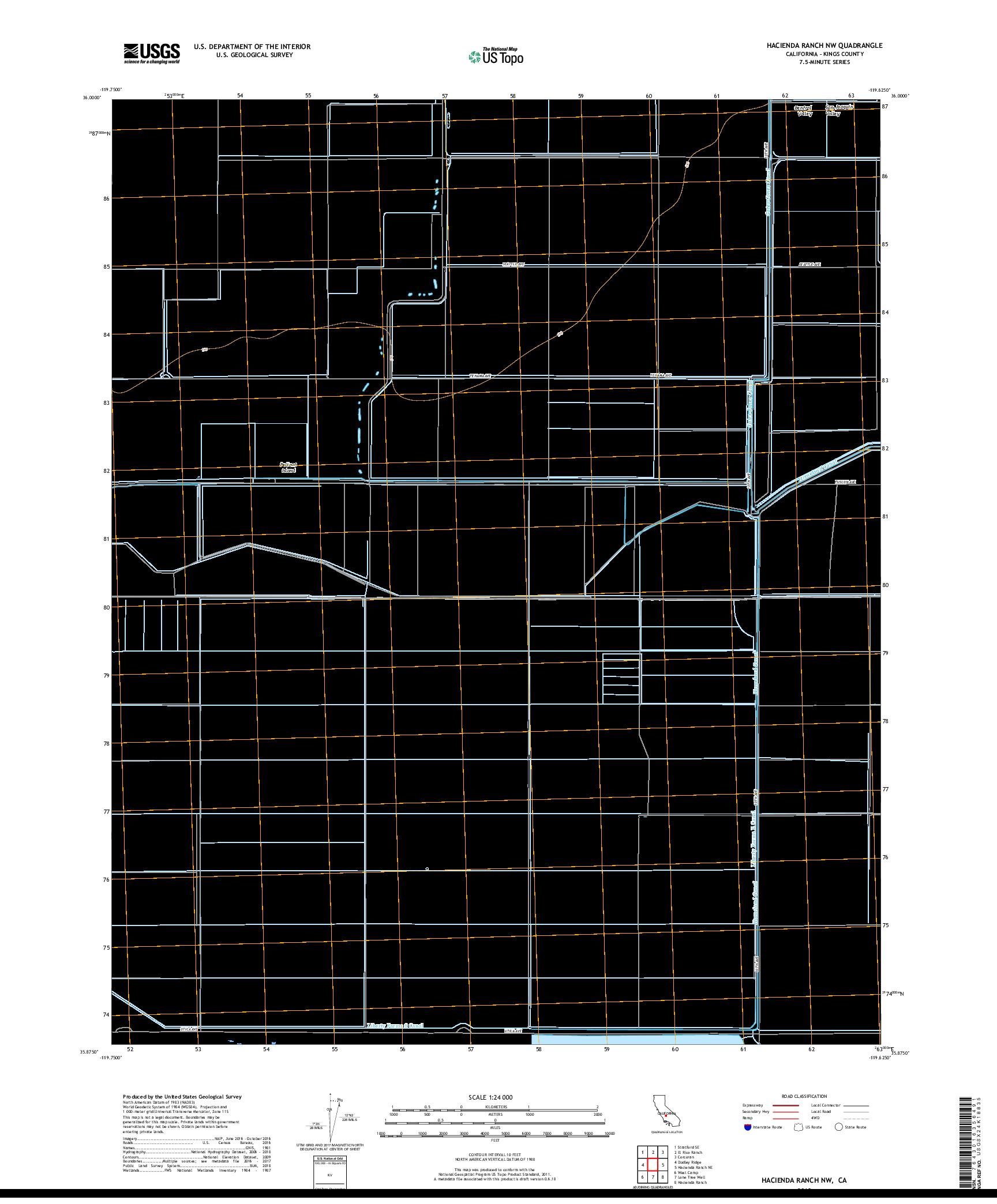 USGS US TOPO 7.5-MINUTE MAP FOR HACIENDA RANCH NW, CA 2018