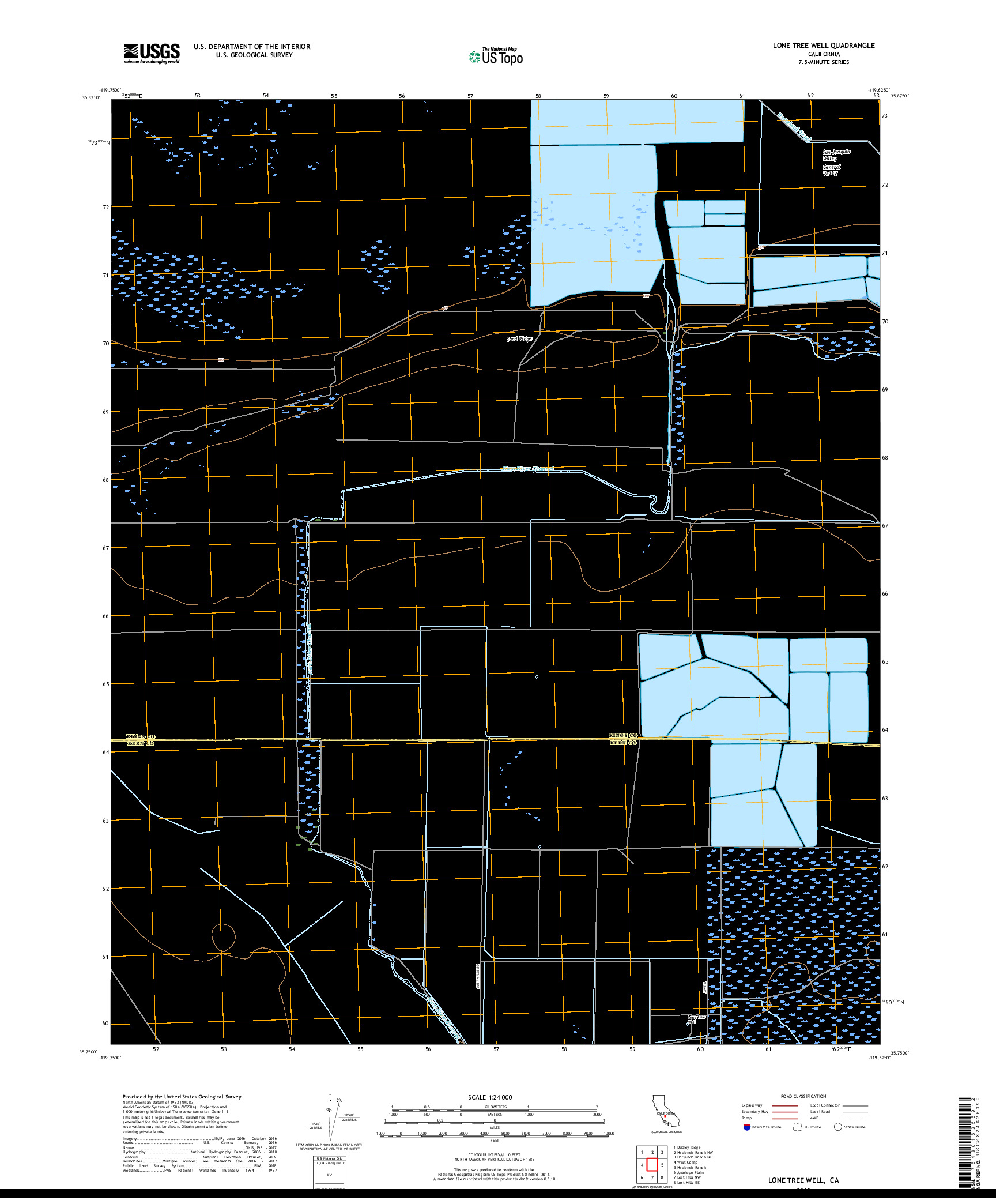 USGS US TOPO 7.5-MINUTE MAP FOR LONE TREE WELL, CA 2018