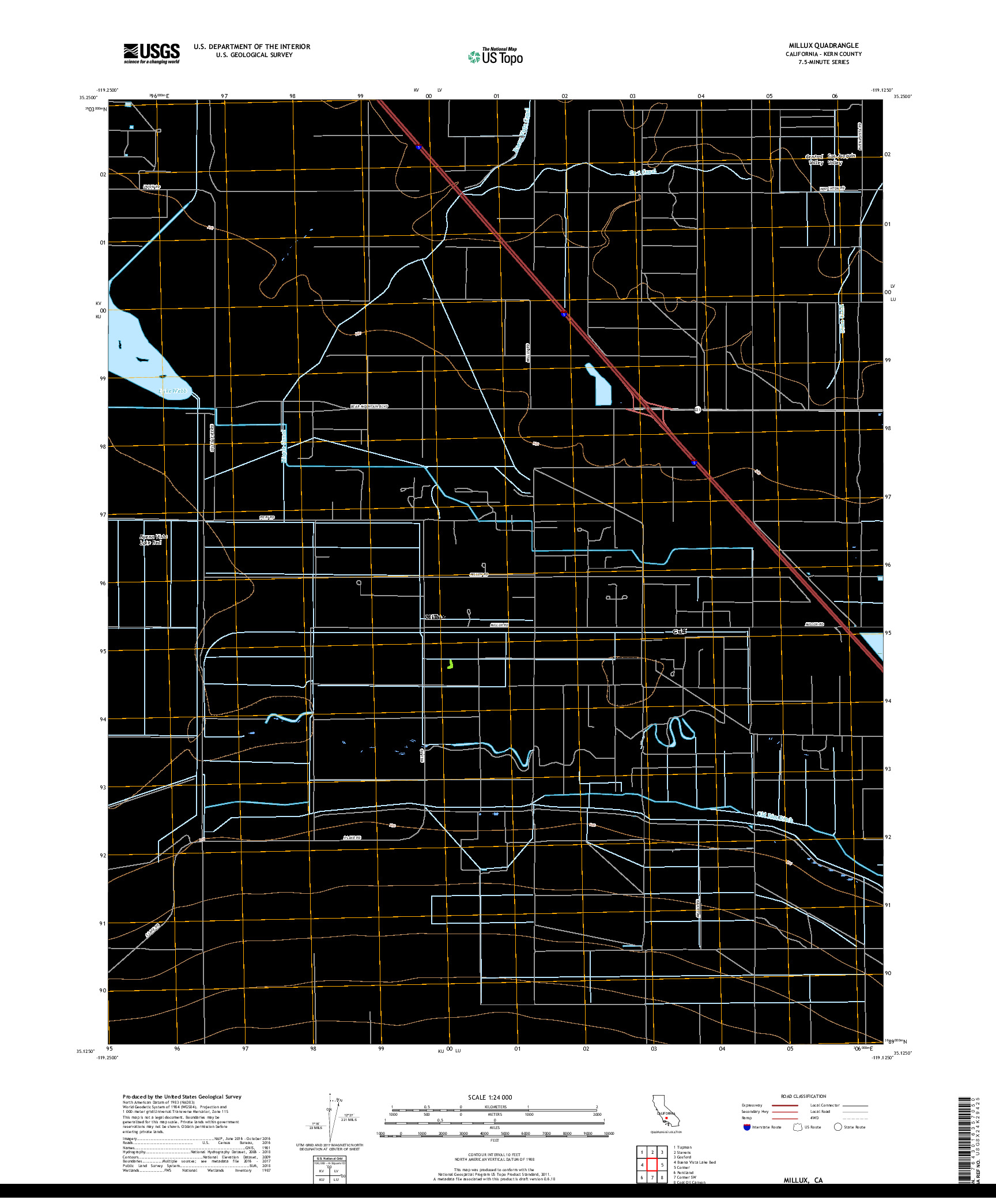 USGS US TOPO 7.5-MINUTE MAP FOR MILLUX, CA 2018