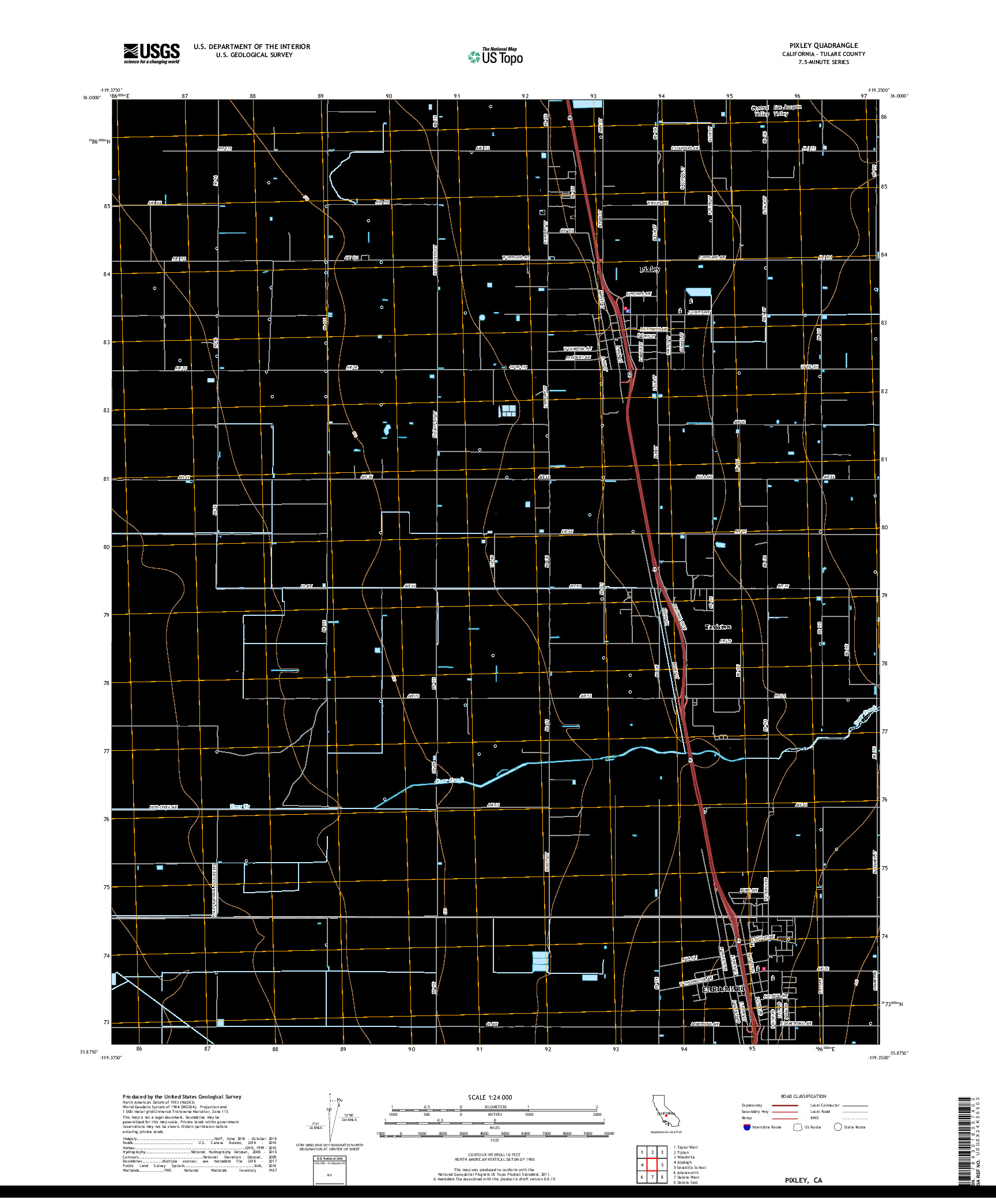 USGS US TOPO 7.5-MINUTE MAP FOR PIXLEY, CA 2018