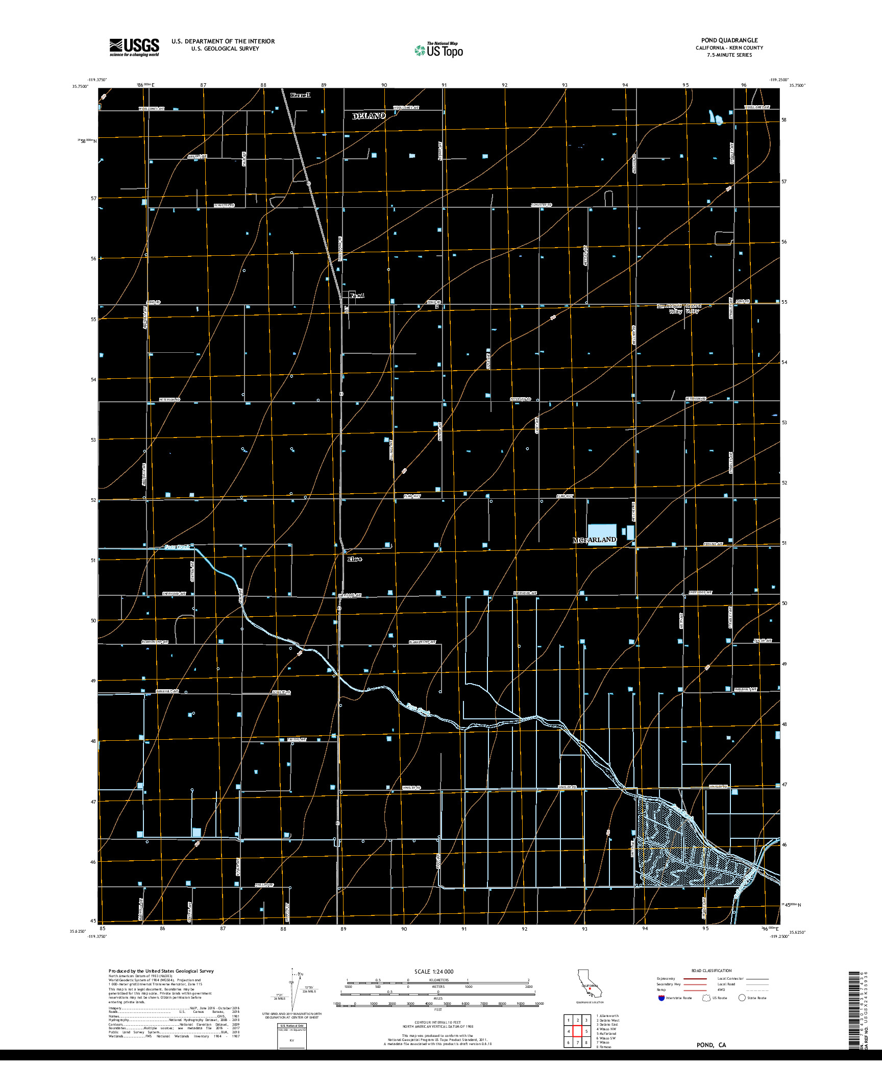 USGS US TOPO 7.5-MINUTE MAP FOR POND, CA 2018