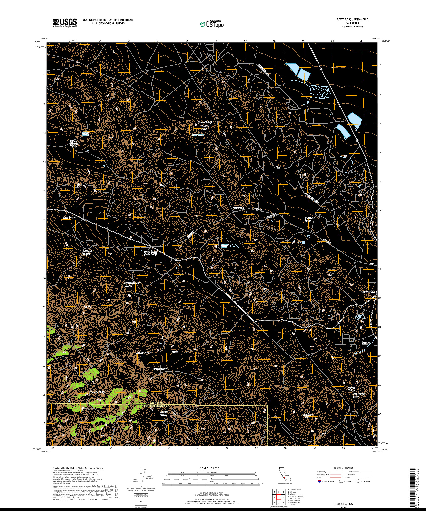 USGS US TOPO 7.5-MINUTE MAP FOR REWARD, CA 2018