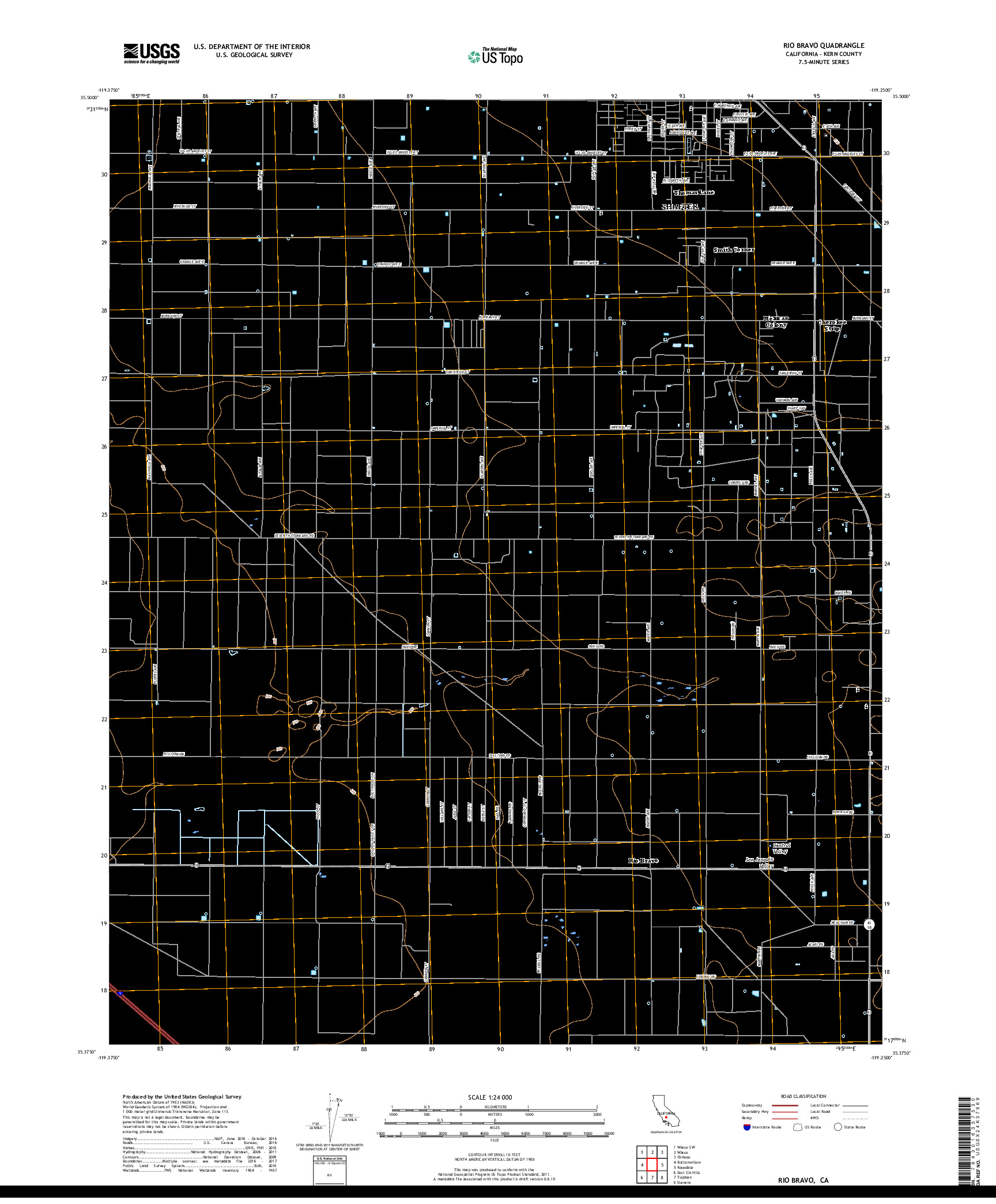 USGS US TOPO 7.5-MINUTE MAP FOR RIO BRAVO, CA 2018