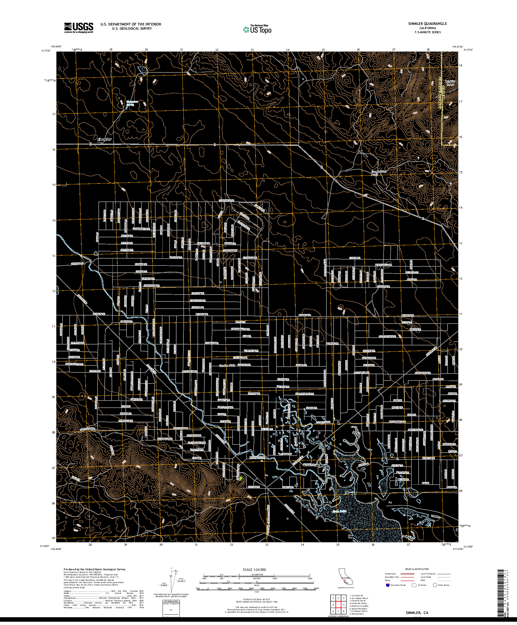USGS US TOPO 7.5-MINUTE MAP FOR SIMMLER, CA 2018