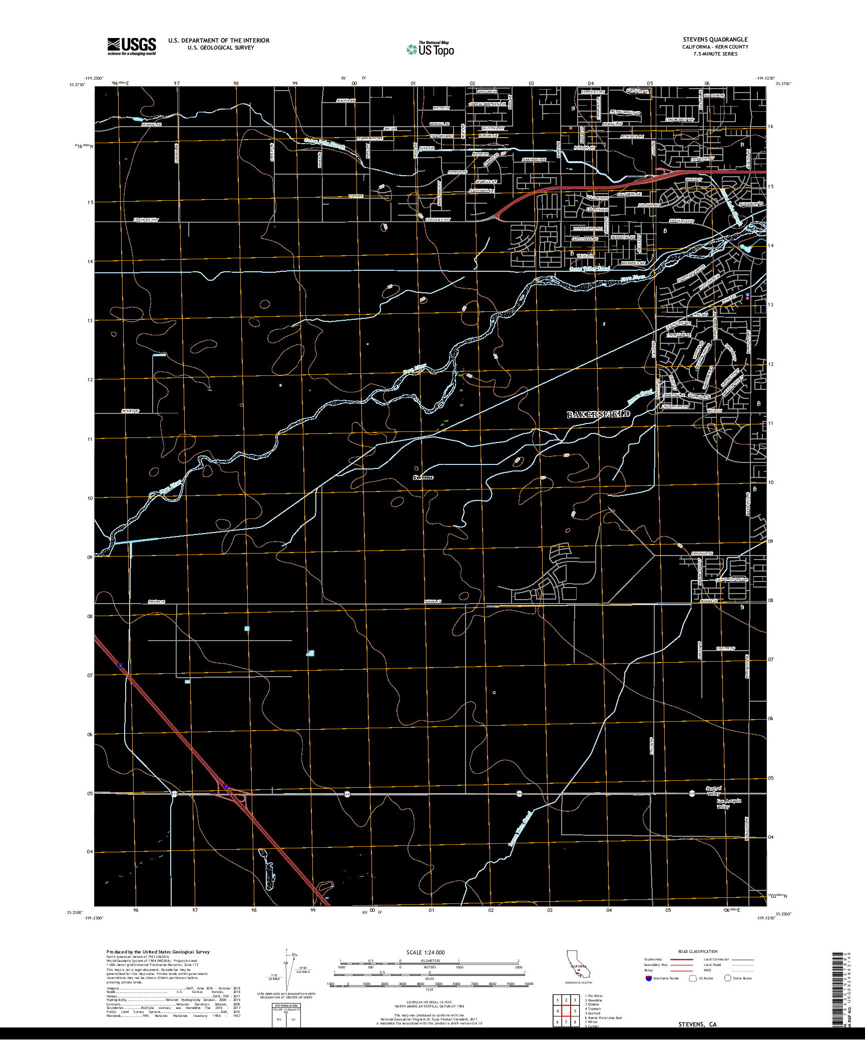 USGS US TOPO 7.5-MINUTE MAP FOR STEVENS, CA 2018