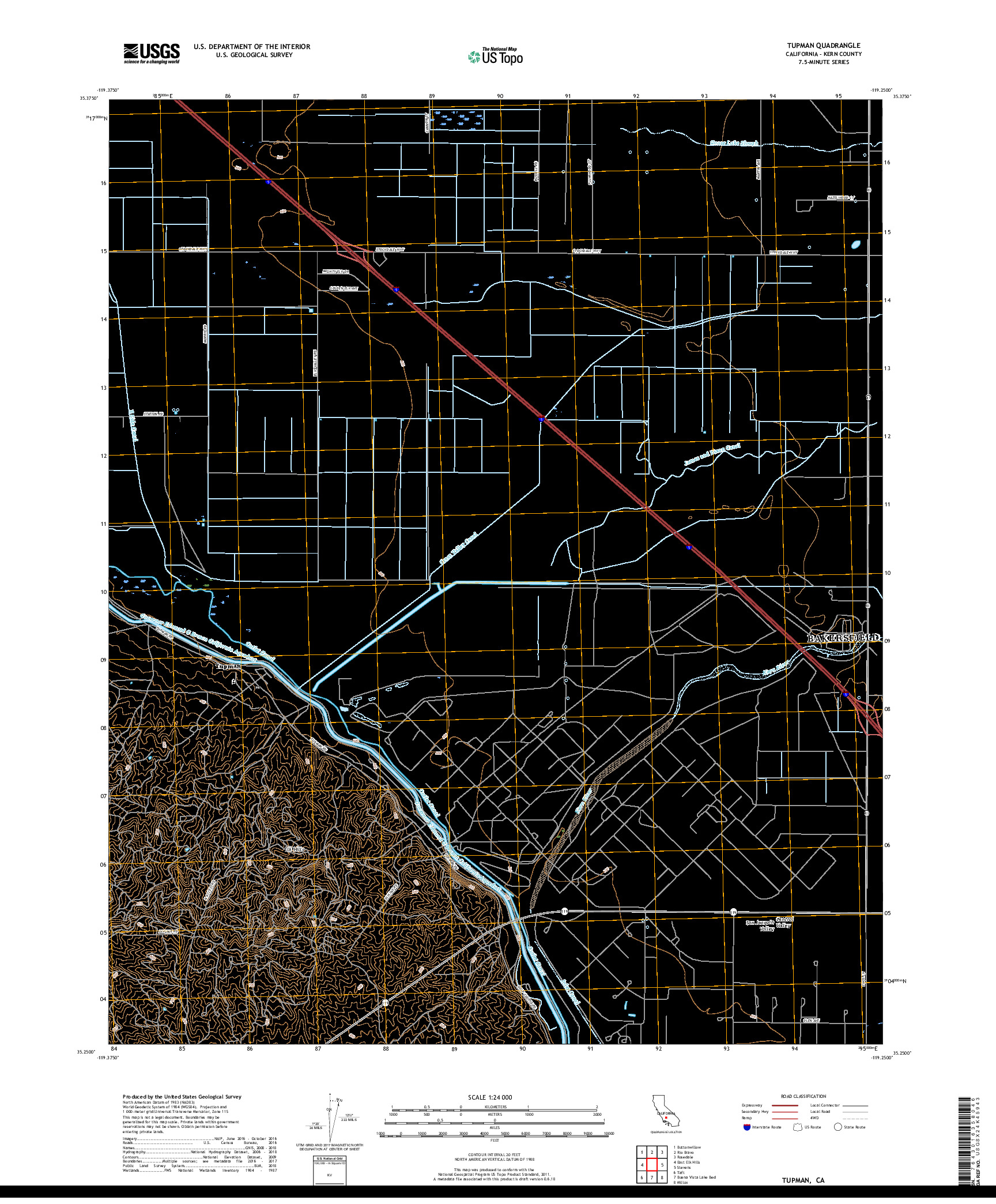 USGS US TOPO 7.5-MINUTE MAP FOR TUPMAN, CA 2018