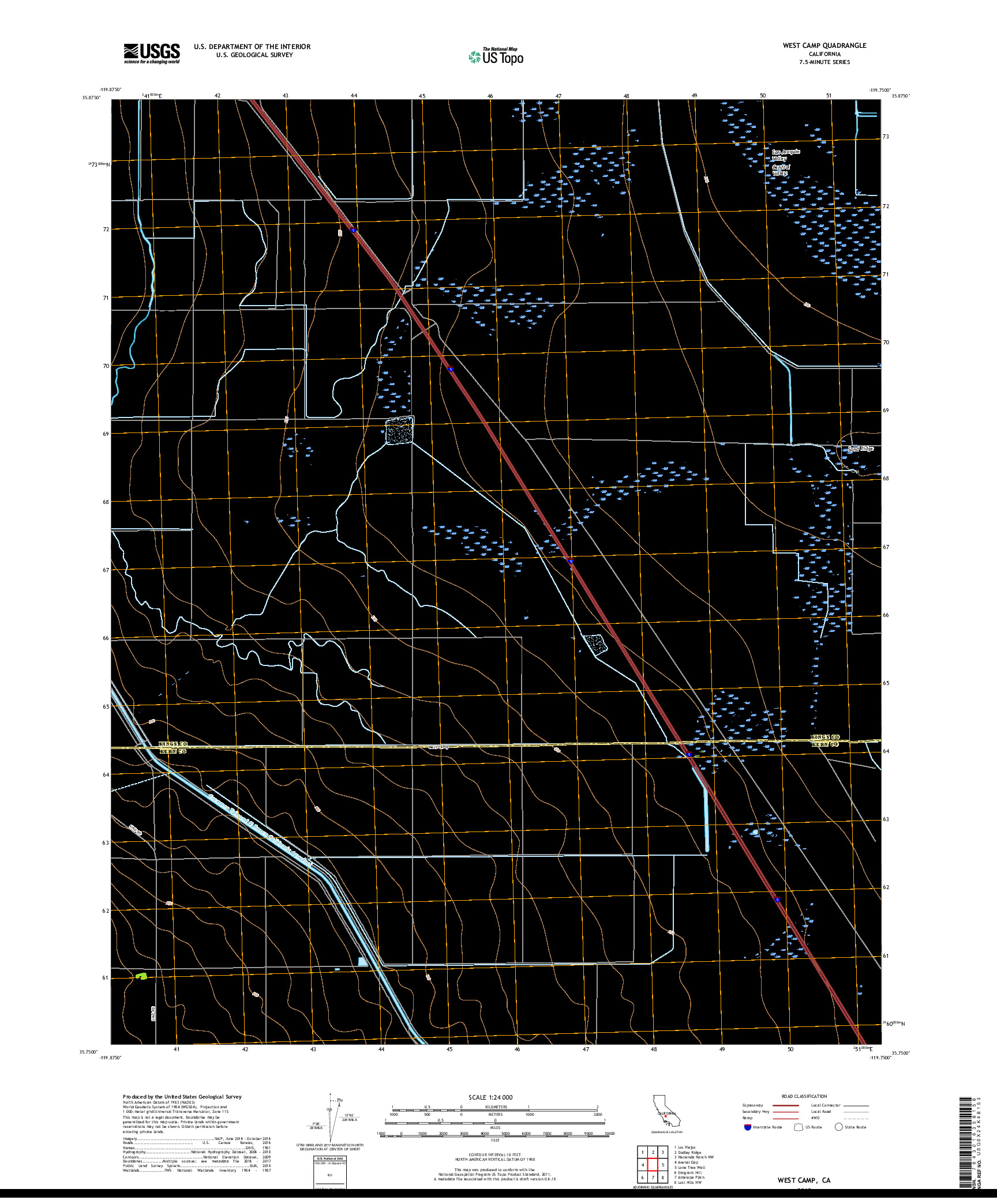 USGS US TOPO 7.5-MINUTE MAP FOR WEST CAMP, CA 2018