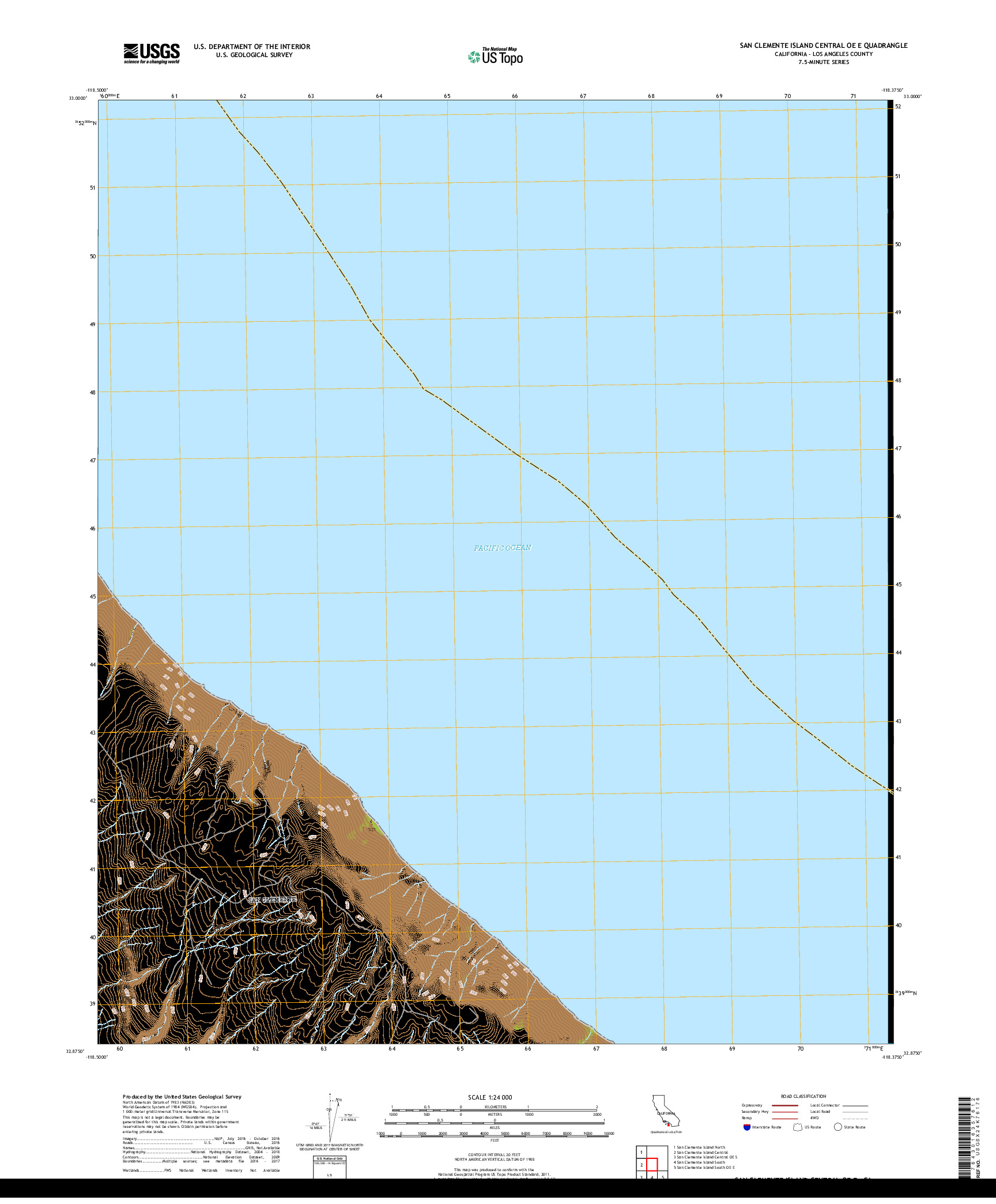 USGS US TOPO 7.5-MINUTE MAP FOR SAN CLEMENTE ISLAND CENTRAL OE E, CA 2018