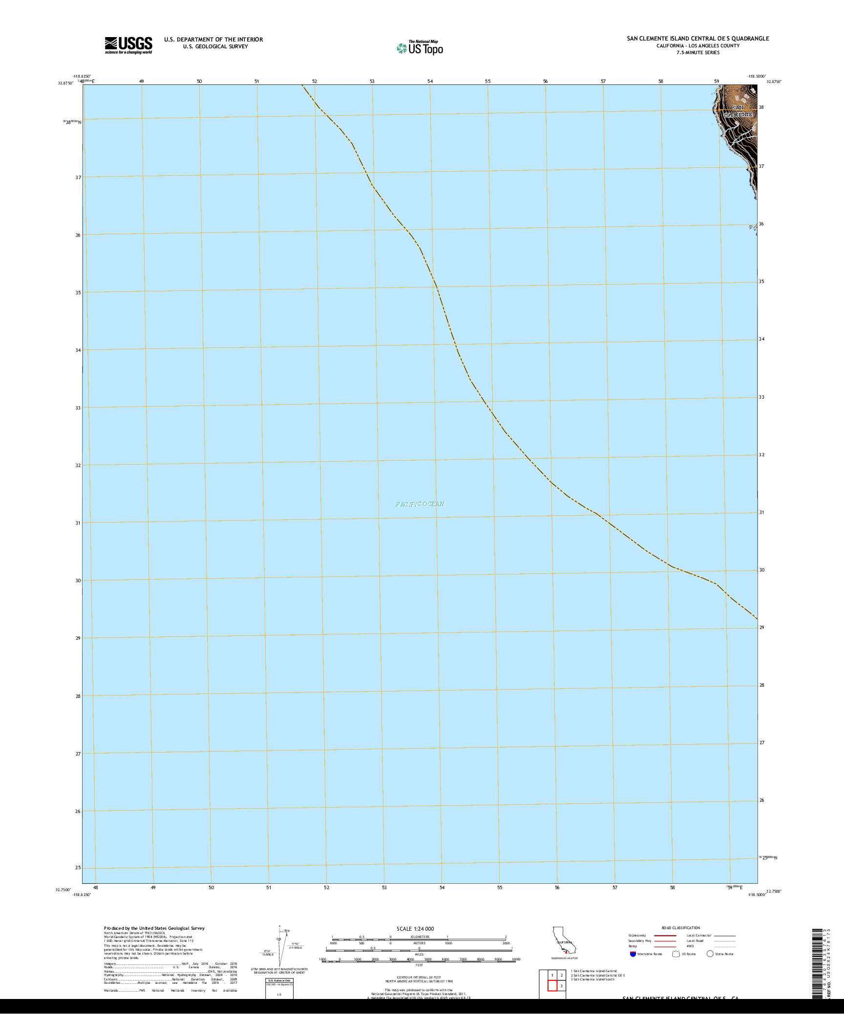 USGS US TOPO 7.5-MINUTE MAP FOR SAN CLEMENTE ISLAND CENTRAL OE S, CA 2018