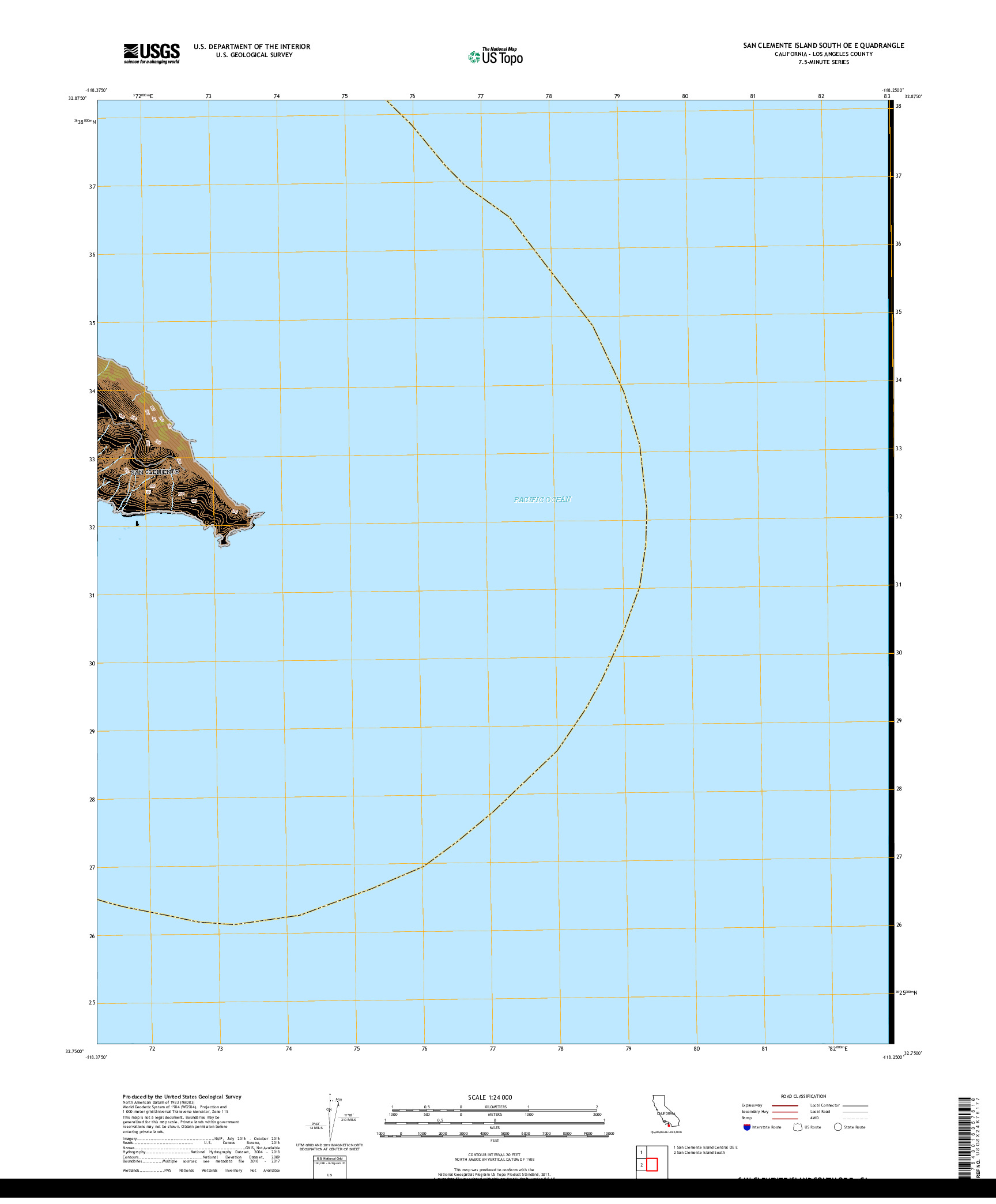 USGS US TOPO 7.5-MINUTE MAP FOR SAN CLEMENTE ISLAND SOUTH OE E, CA 2018