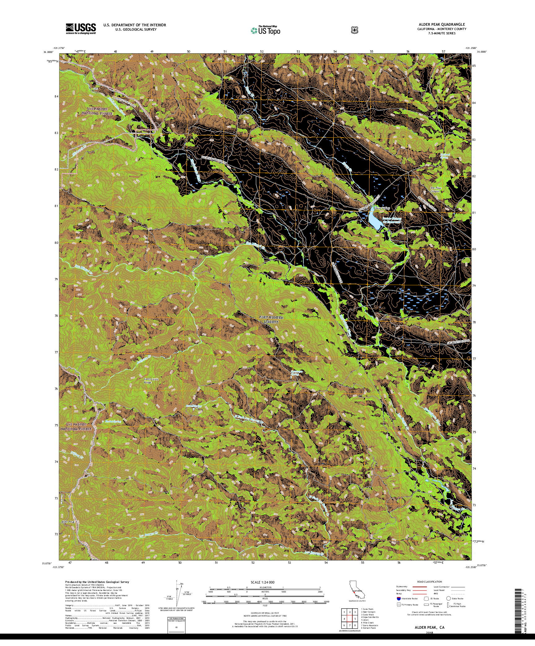 USGS US TOPO 7.5-MINUTE MAP FOR ALDER PEAK, CA 2018