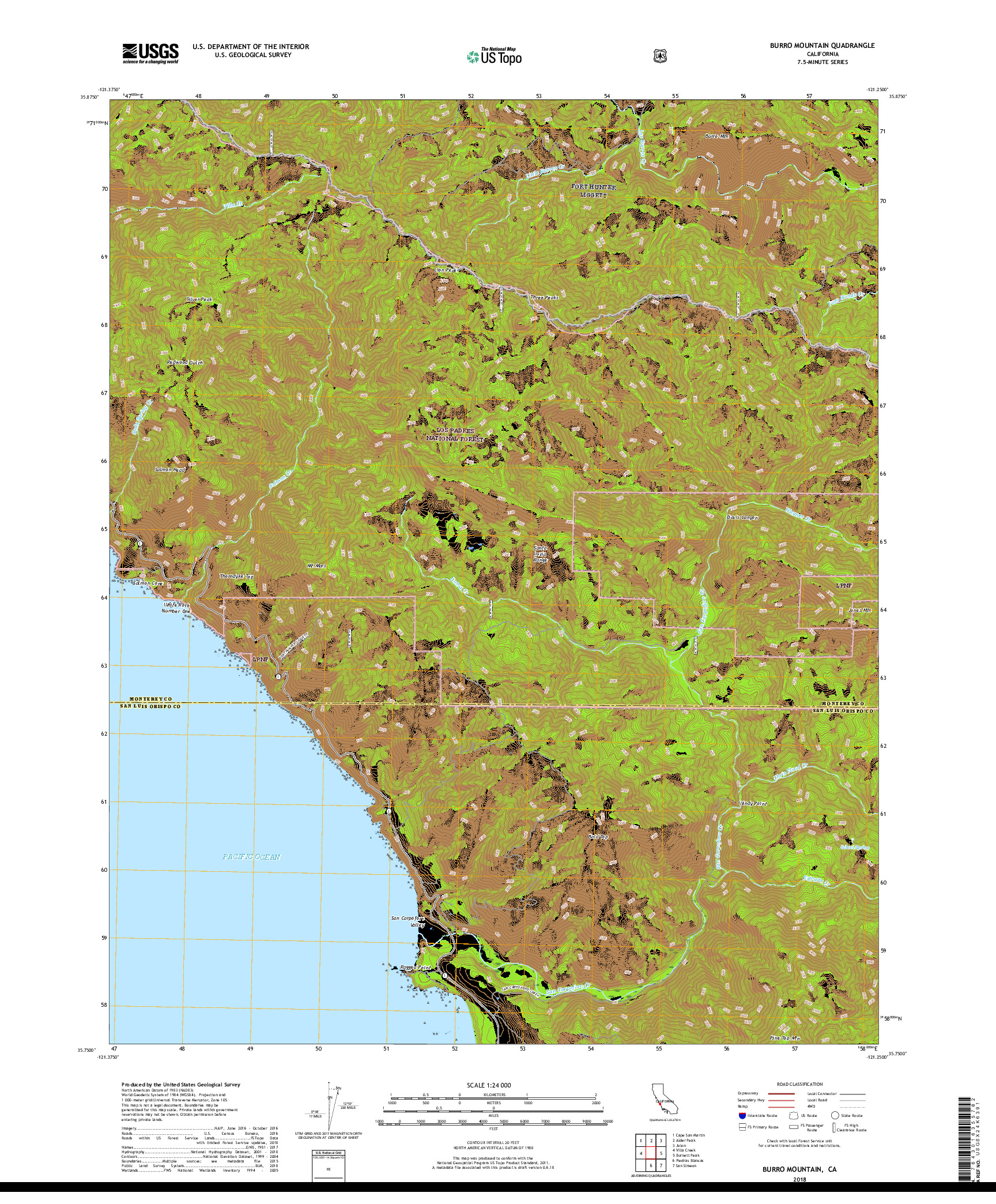 USGS US TOPO 7.5-MINUTE MAP FOR BURRO MOUNTAIN, CA 2018