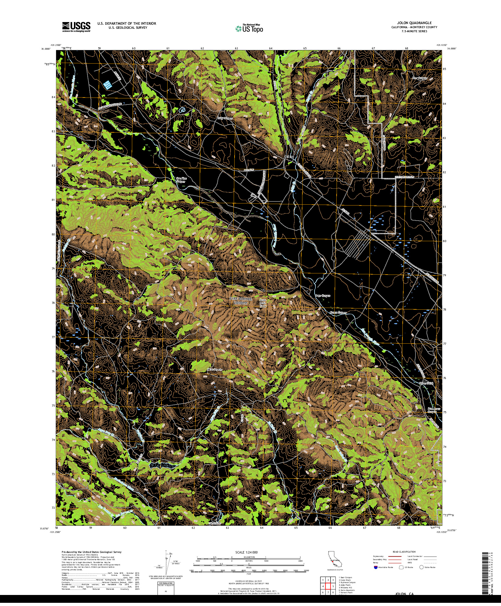 USGS US TOPO 7.5-MINUTE MAP FOR JOLON, CA 2018
