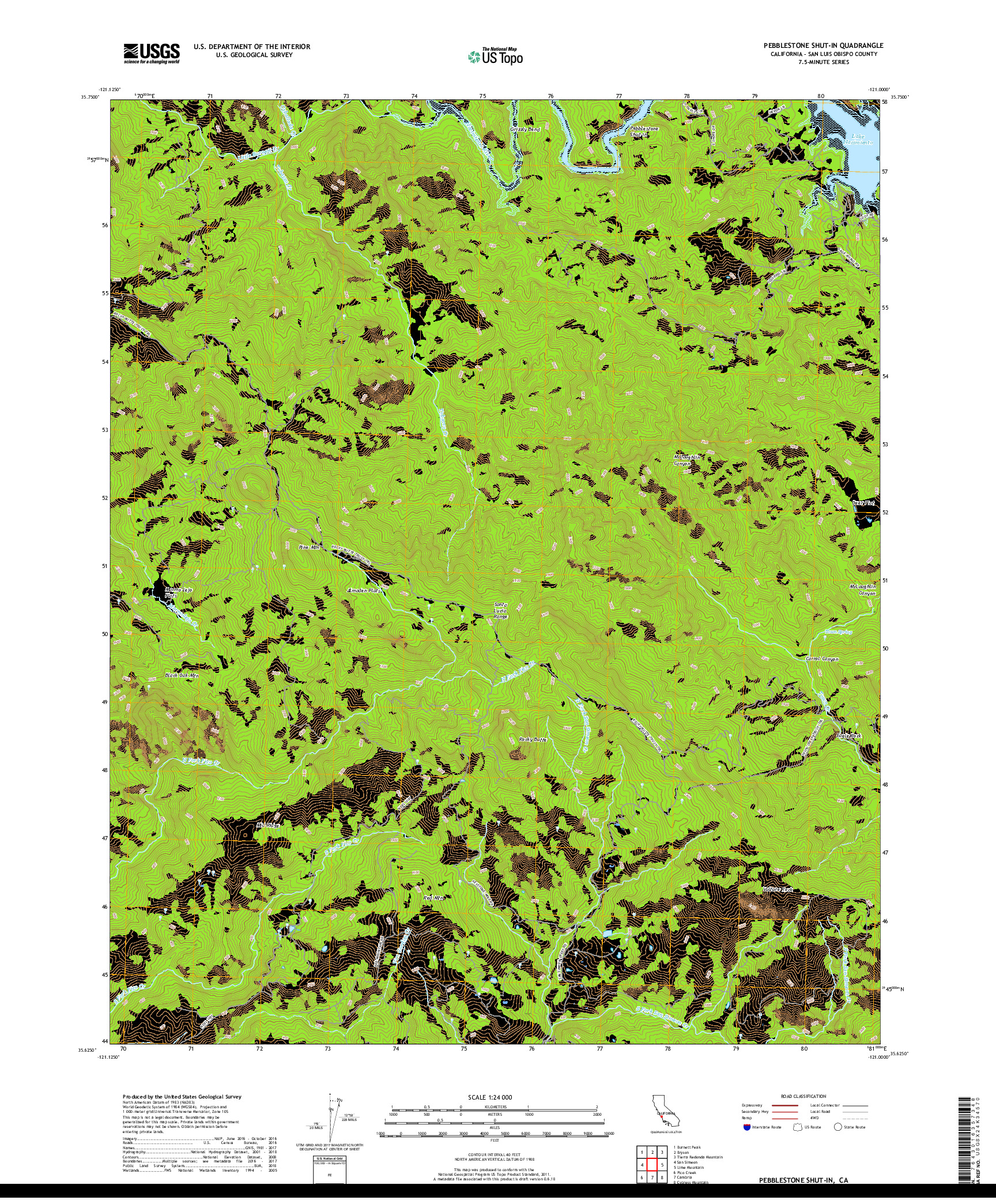 USGS US TOPO 7.5-MINUTE MAP FOR PEBBLESTONE SHUT-IN, CA 2018