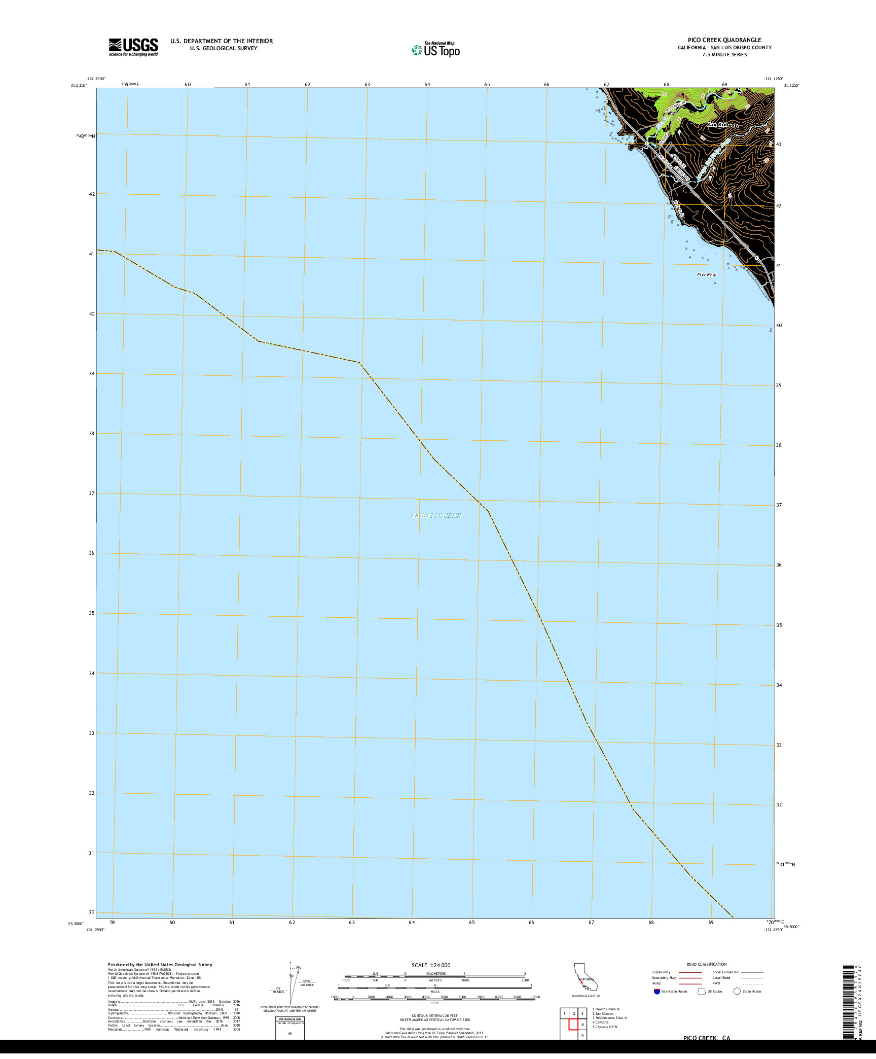 USGS US TOPO 7.5-MINUTE MAP FOR PICO CREEK, CA 2018