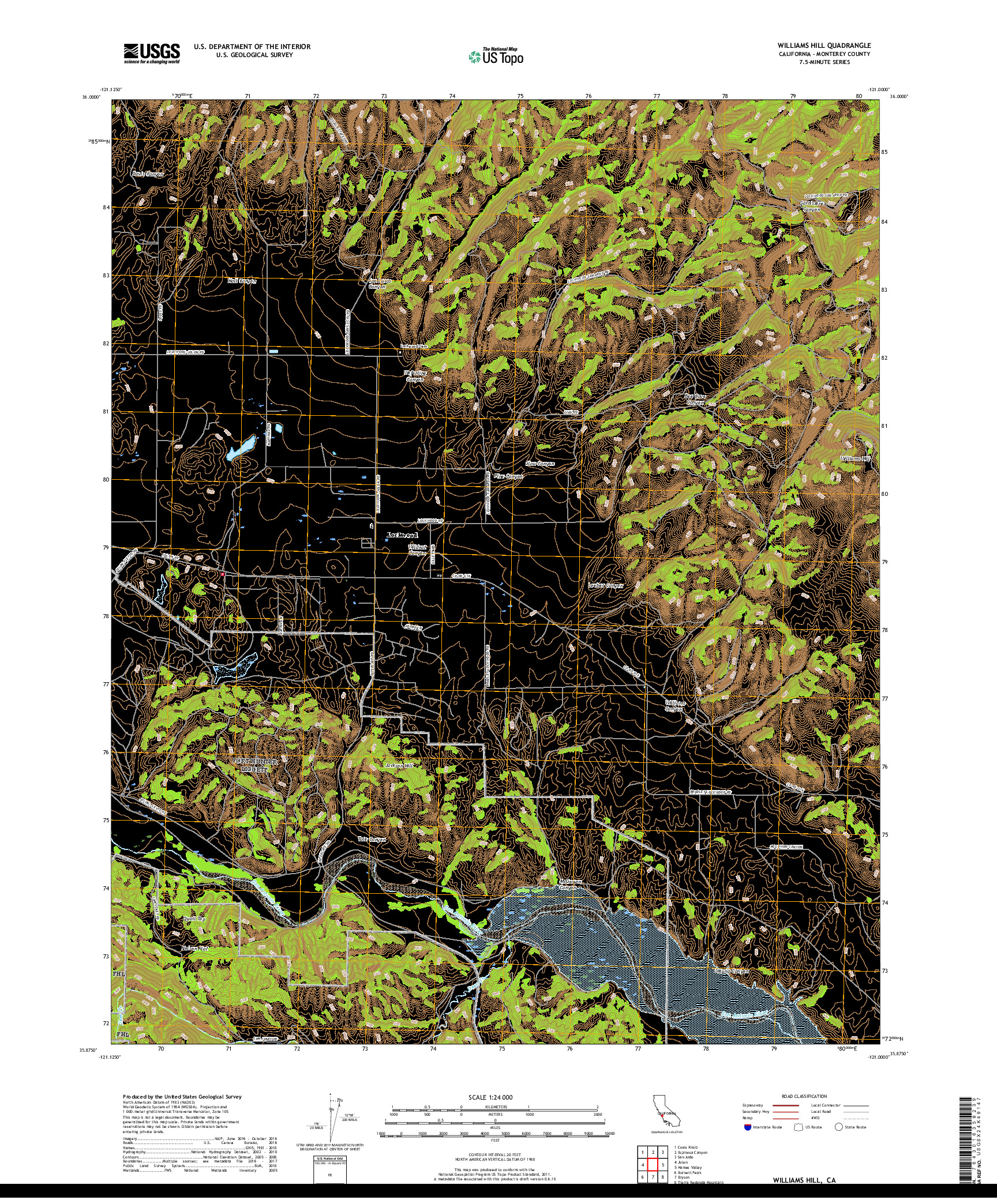 USGS US TOPO 7.5-MINUTE MAP FOR WILLIAMS HILL, CA 2018