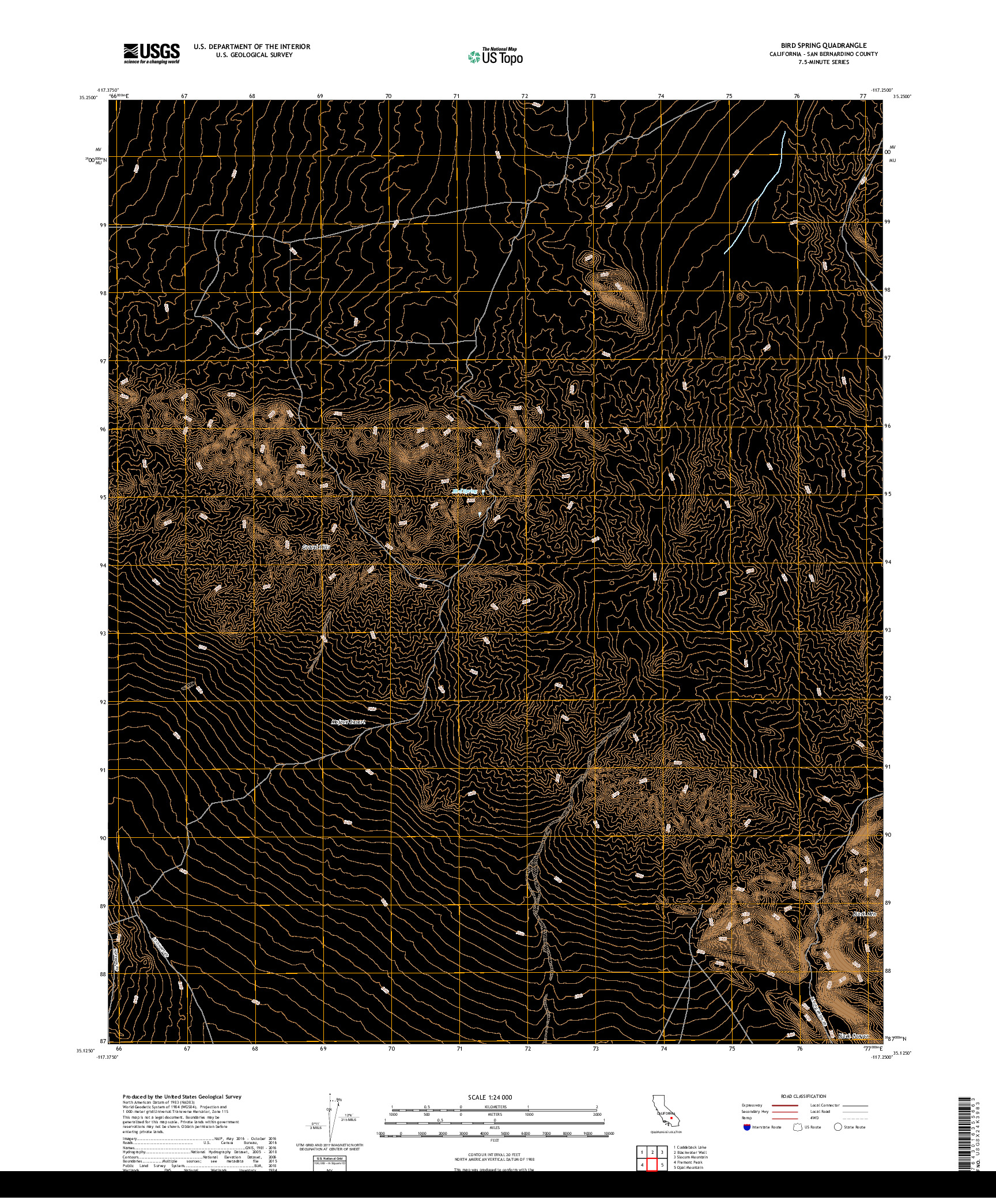 USGS US TOPO 7.5-MINUTE MAP FOR BIRD SPRING, CA 2018