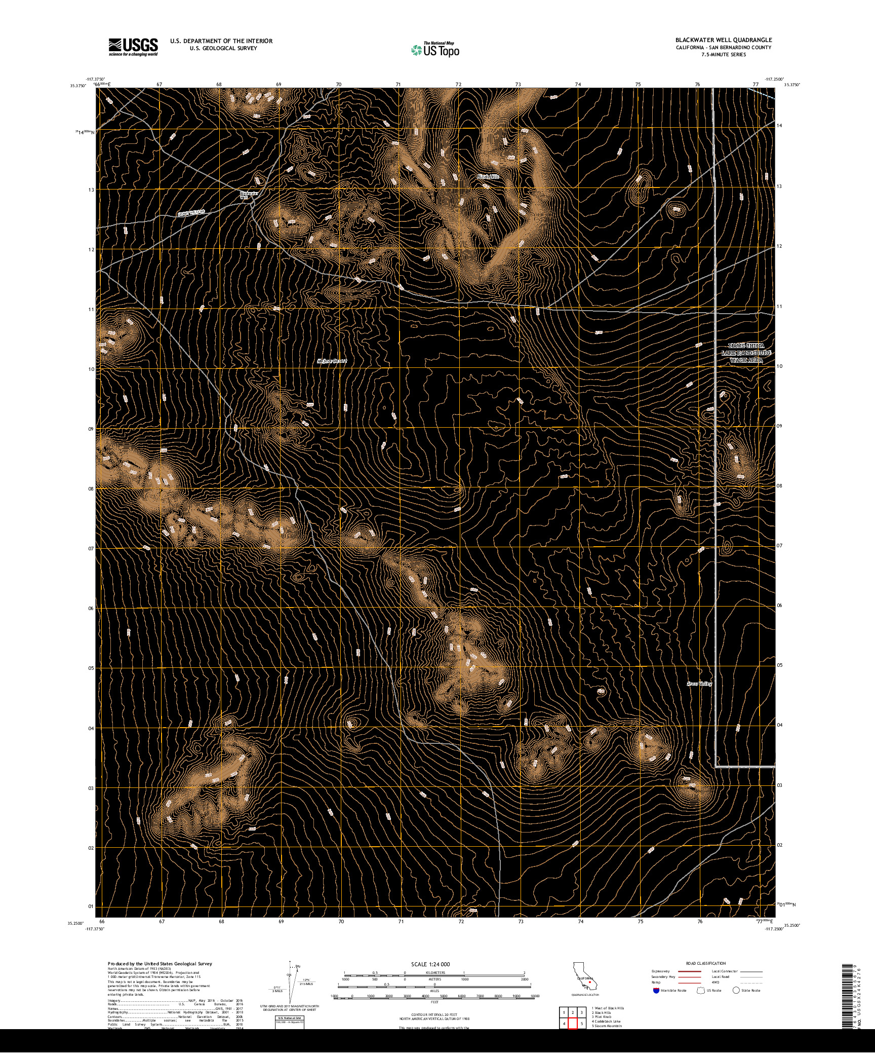 USGS US TOPO 7.5-MINUTE MAP FOR BLACKWATER WELL, CA 2018