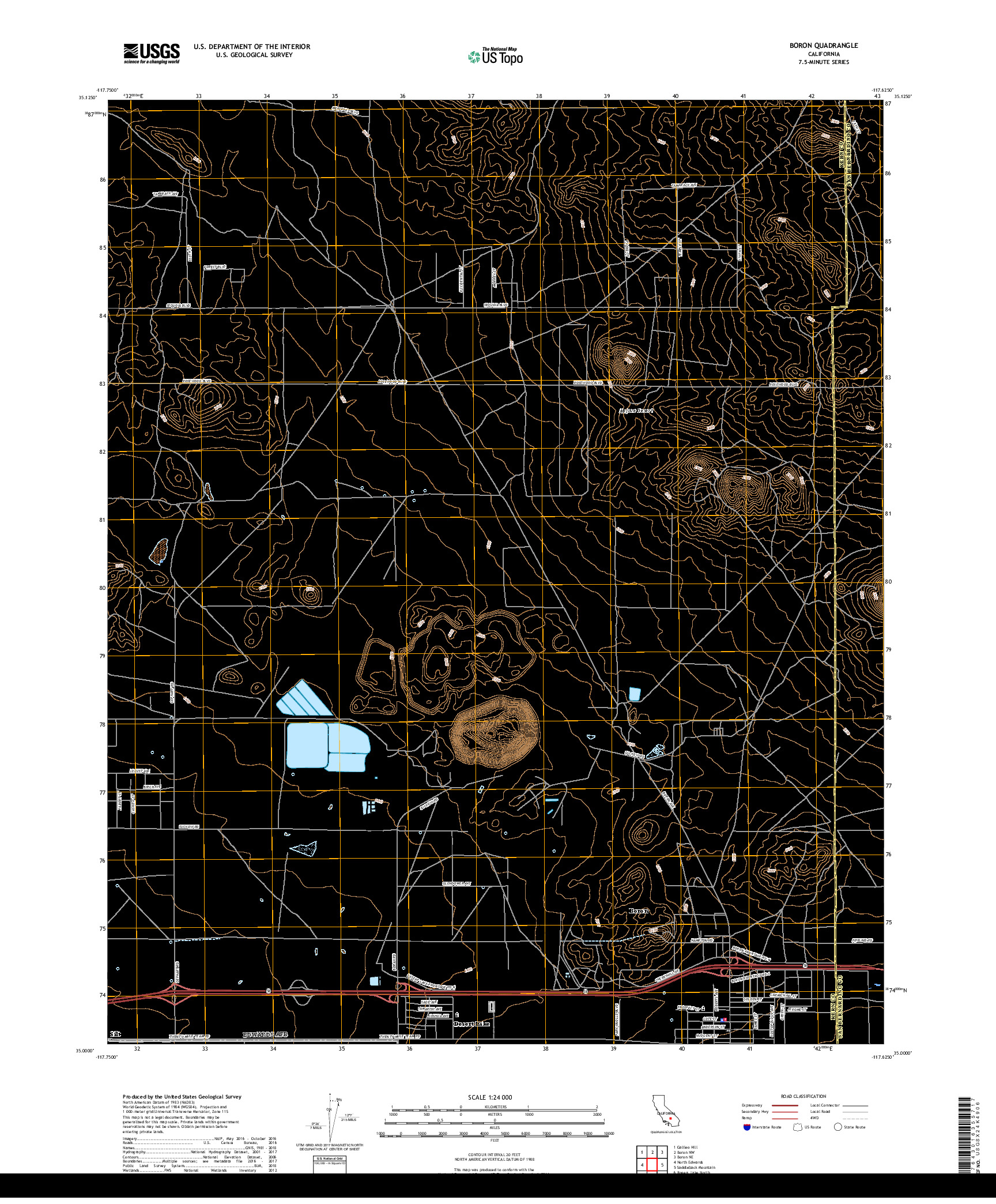 USGS US TOPO 7.5-MINUTE MAP FOR BORON, CA 2018