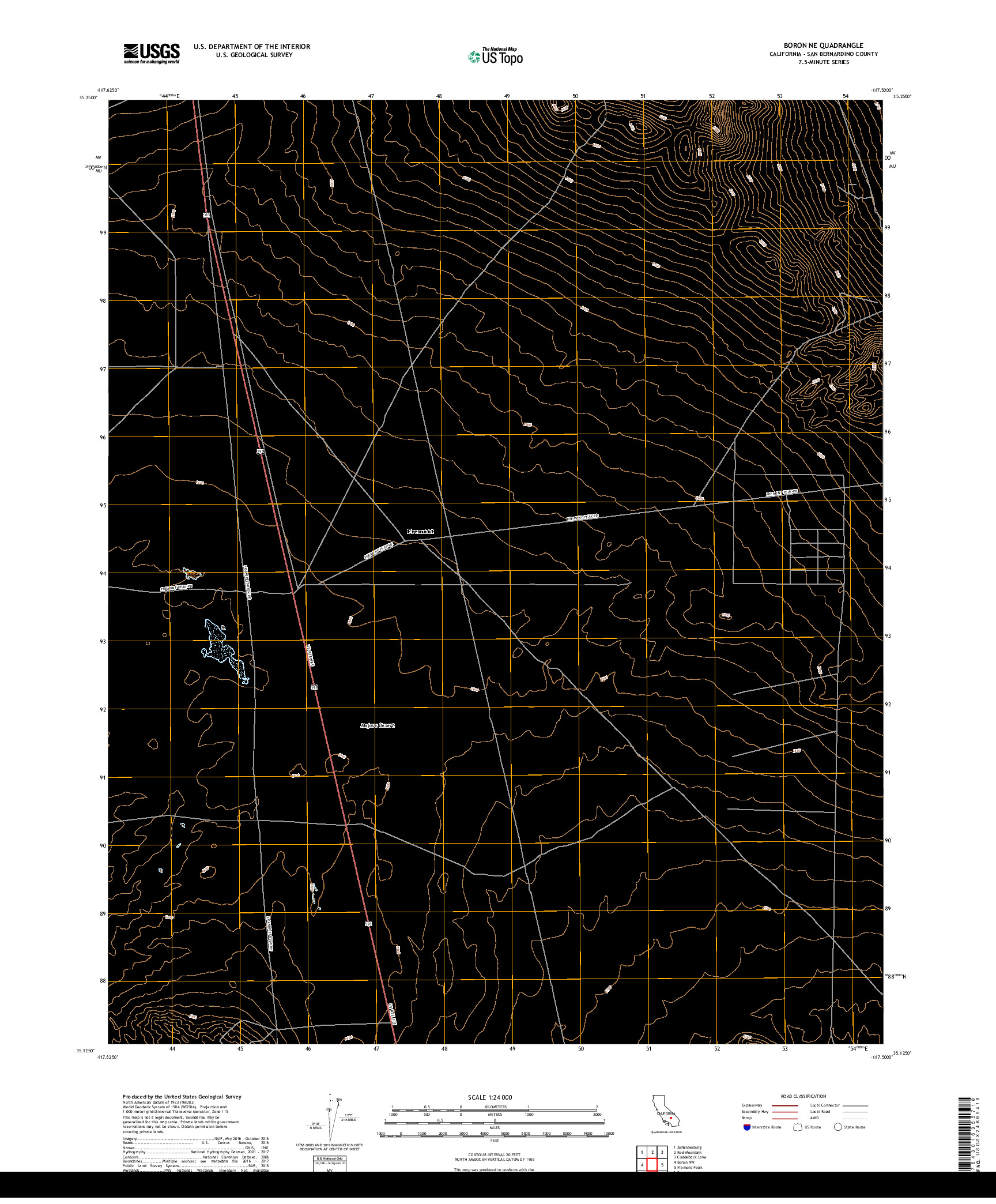 USGS US TOPO 7.5-MINUTE MAP FOR BORON NE, CA 2018