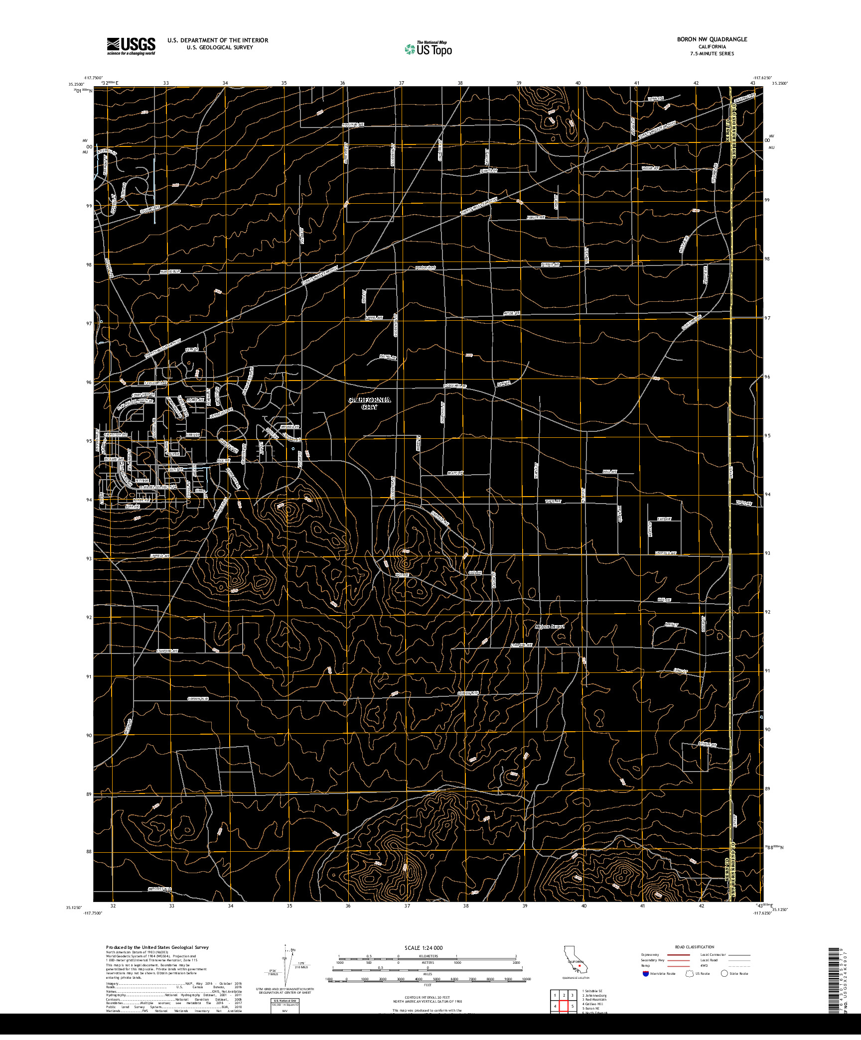 USGS US TOPO 7.5-MINUTE MAP FOR BORON NW, CA 2018