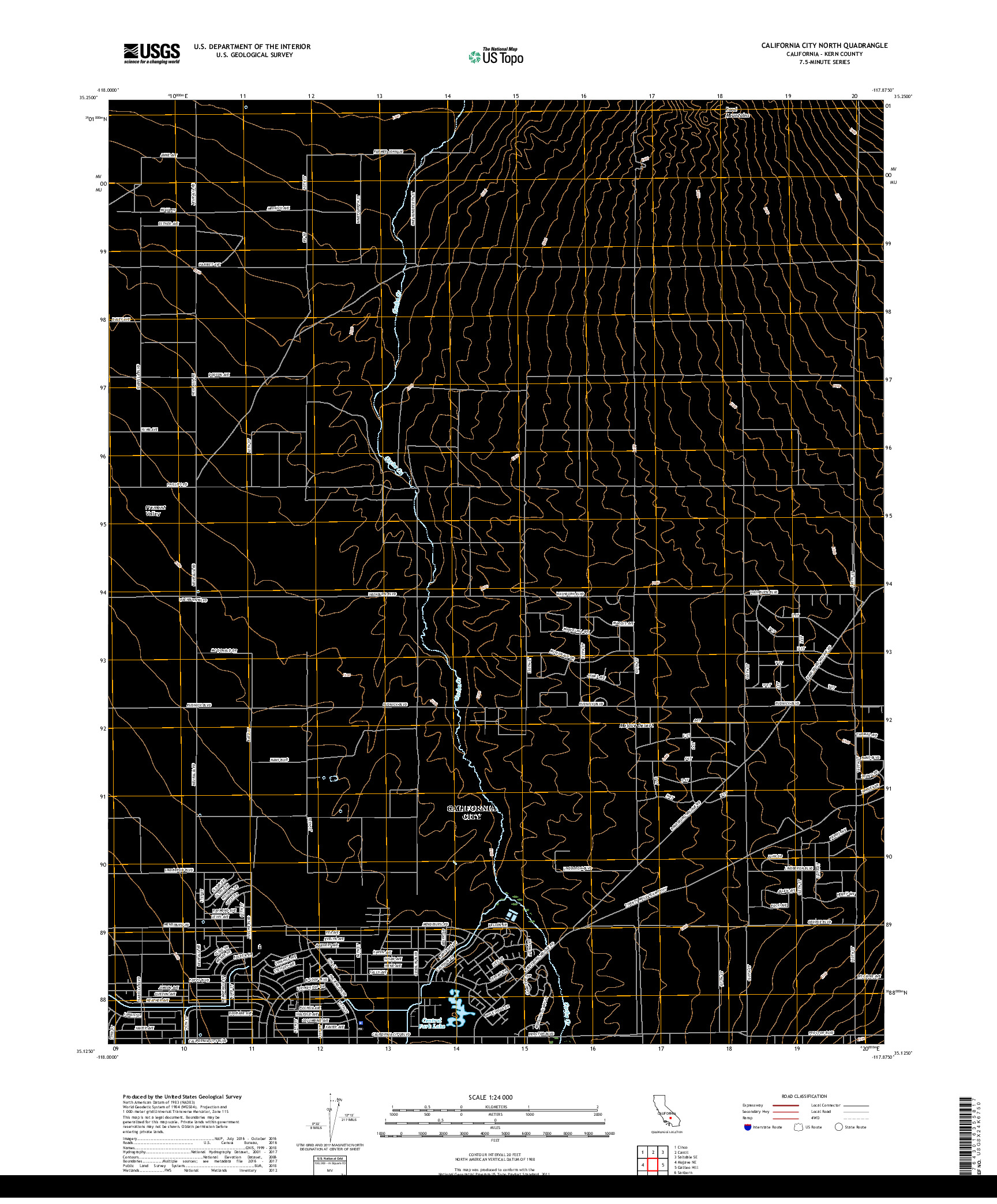 USGS US TOPO 7.5-MINUTE MAP FOR CALIFORNIA CITY NORTH, CA 2018