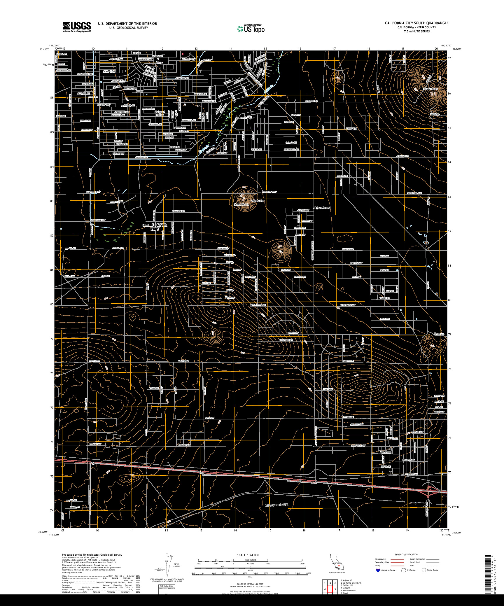 USGS US TOPO 7.5-MINUTE MAP FOR CALIFORNIA CITY SOUTH, CA 2018