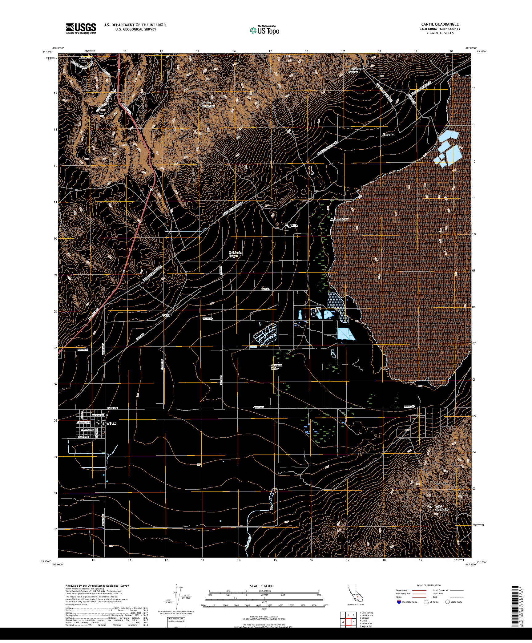 USGS US TOPO 7.5-MINUTE MAP FOR CANTIL, CA 2018