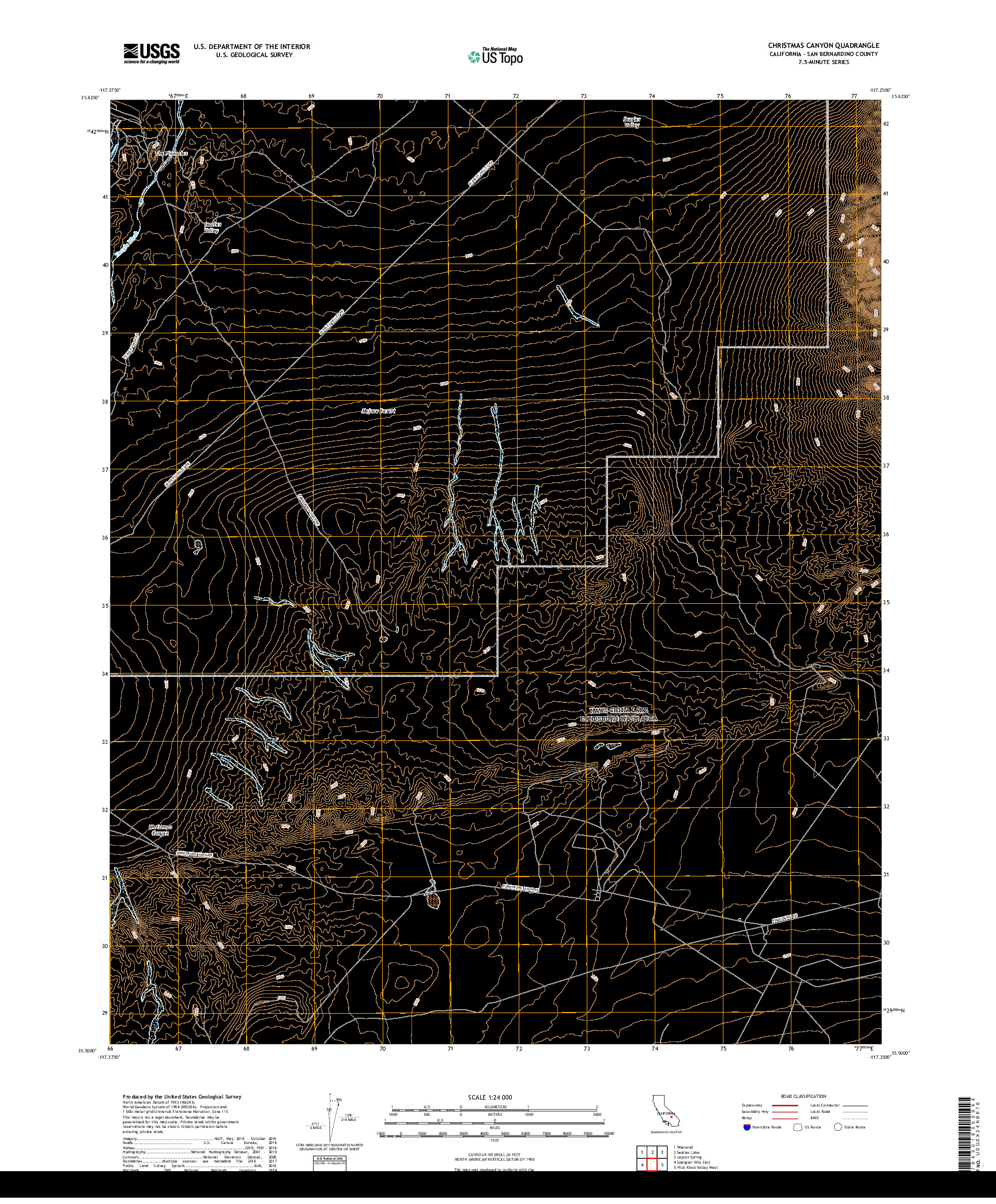 USGS US TOPO 7.5-MINUTE MAP FOR CHRISTMAS CANYON, CA 2018