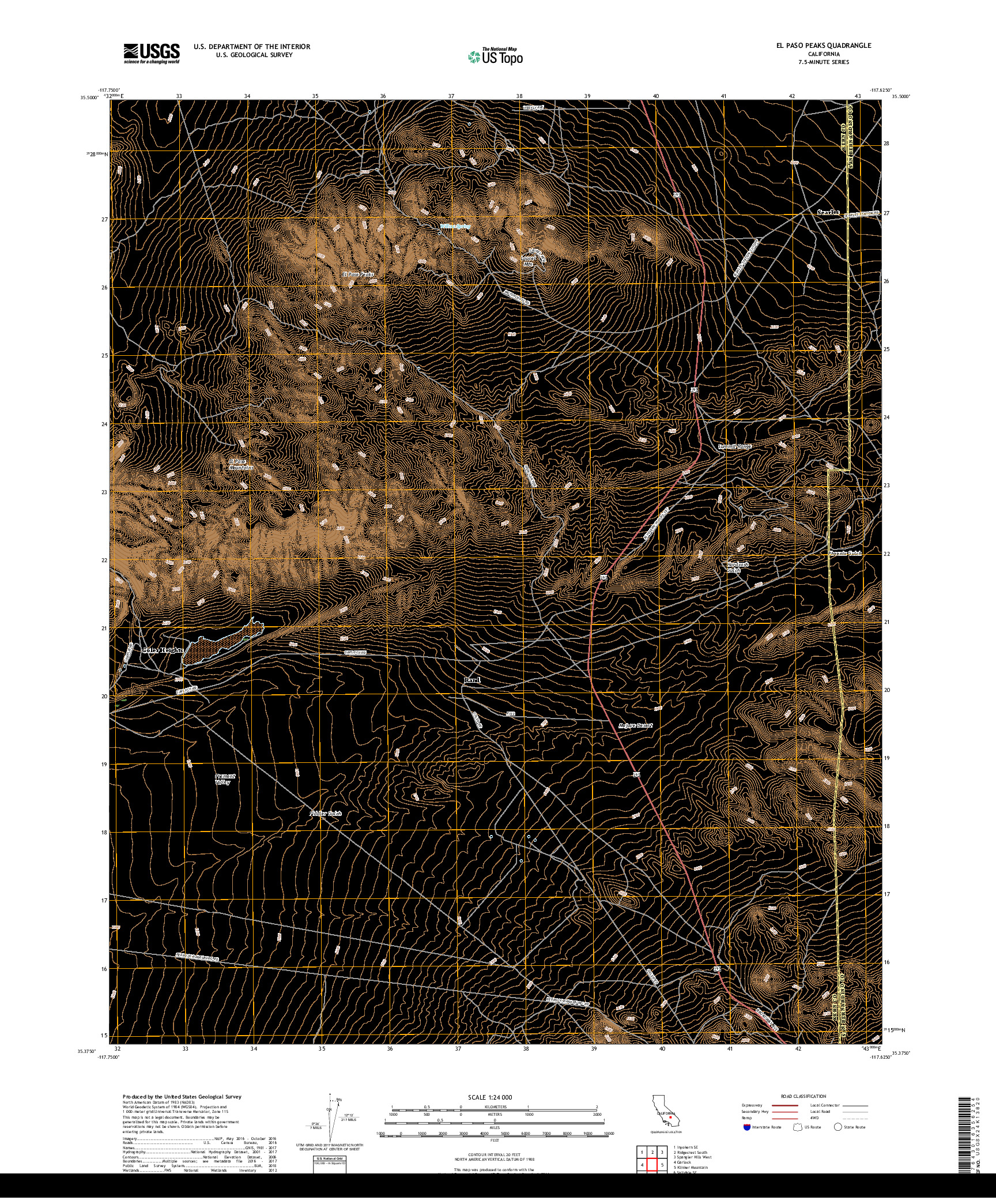 USGS US TOPO 7.5-MINUTE MAP FOR EL PASO PEAKS, CA 2018